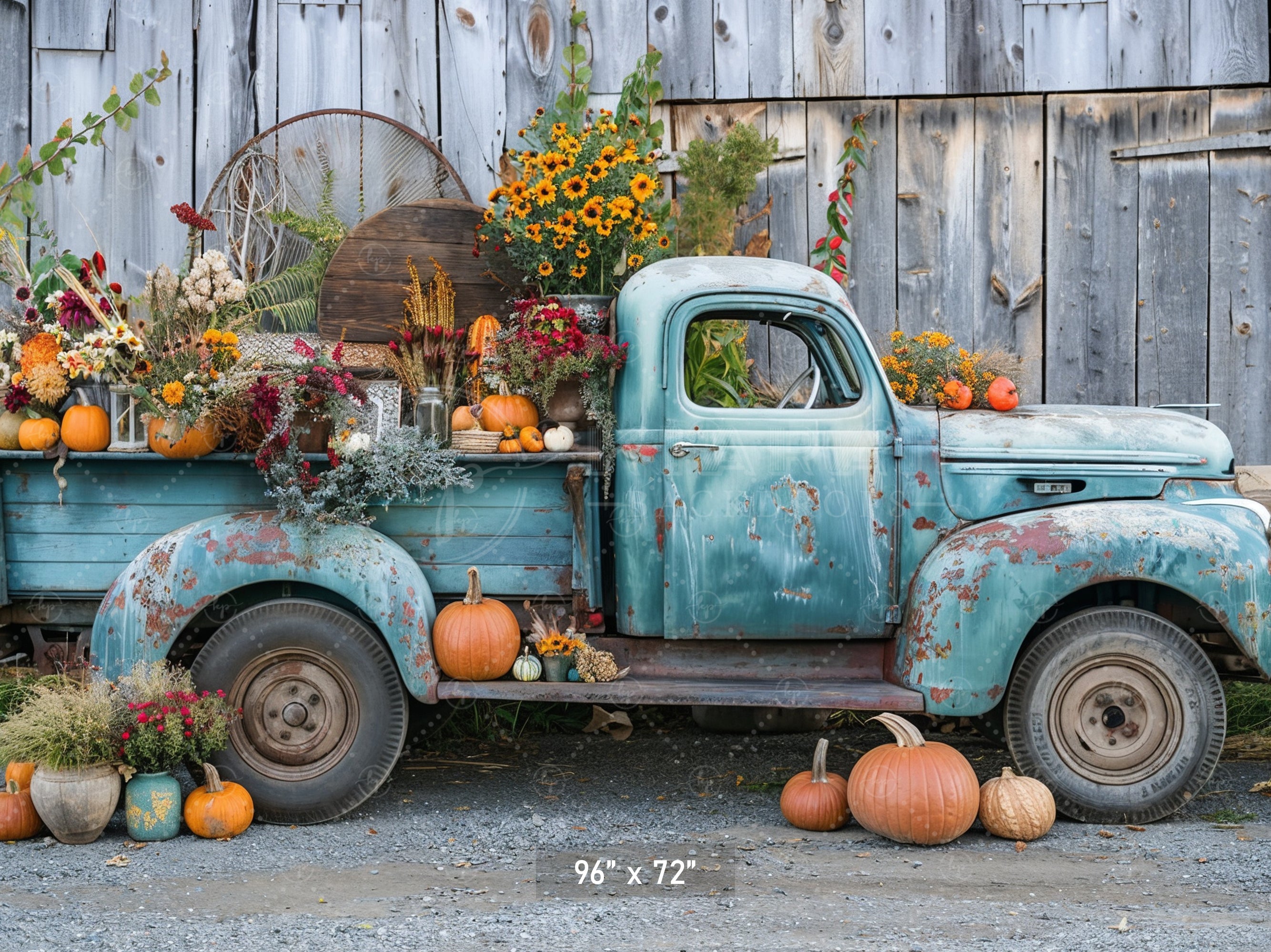 Vintage Harvest Truck Backdrop