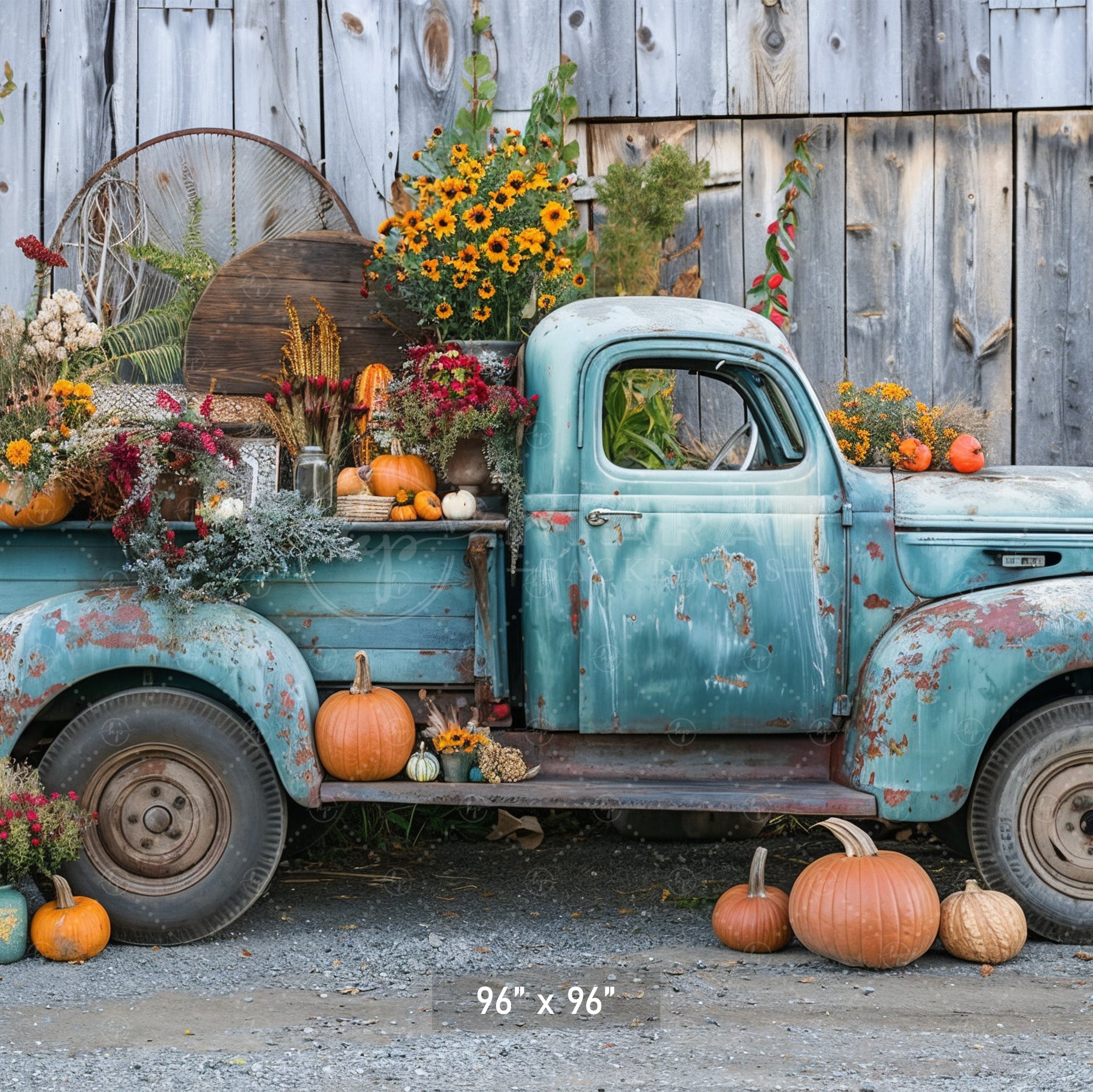 Vintage Harvest Truck Backdrop