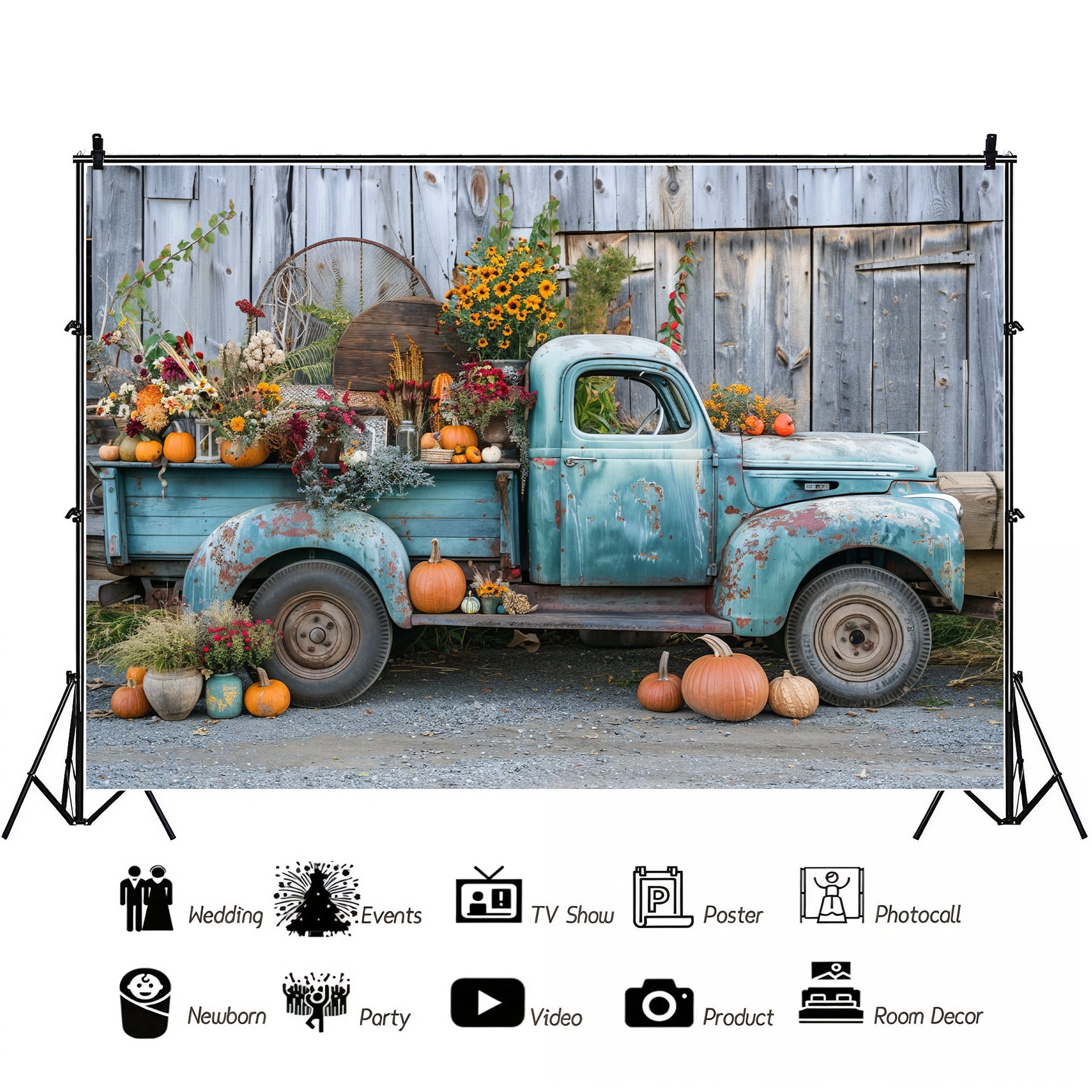 Vintage Harvest Truck Backdrop