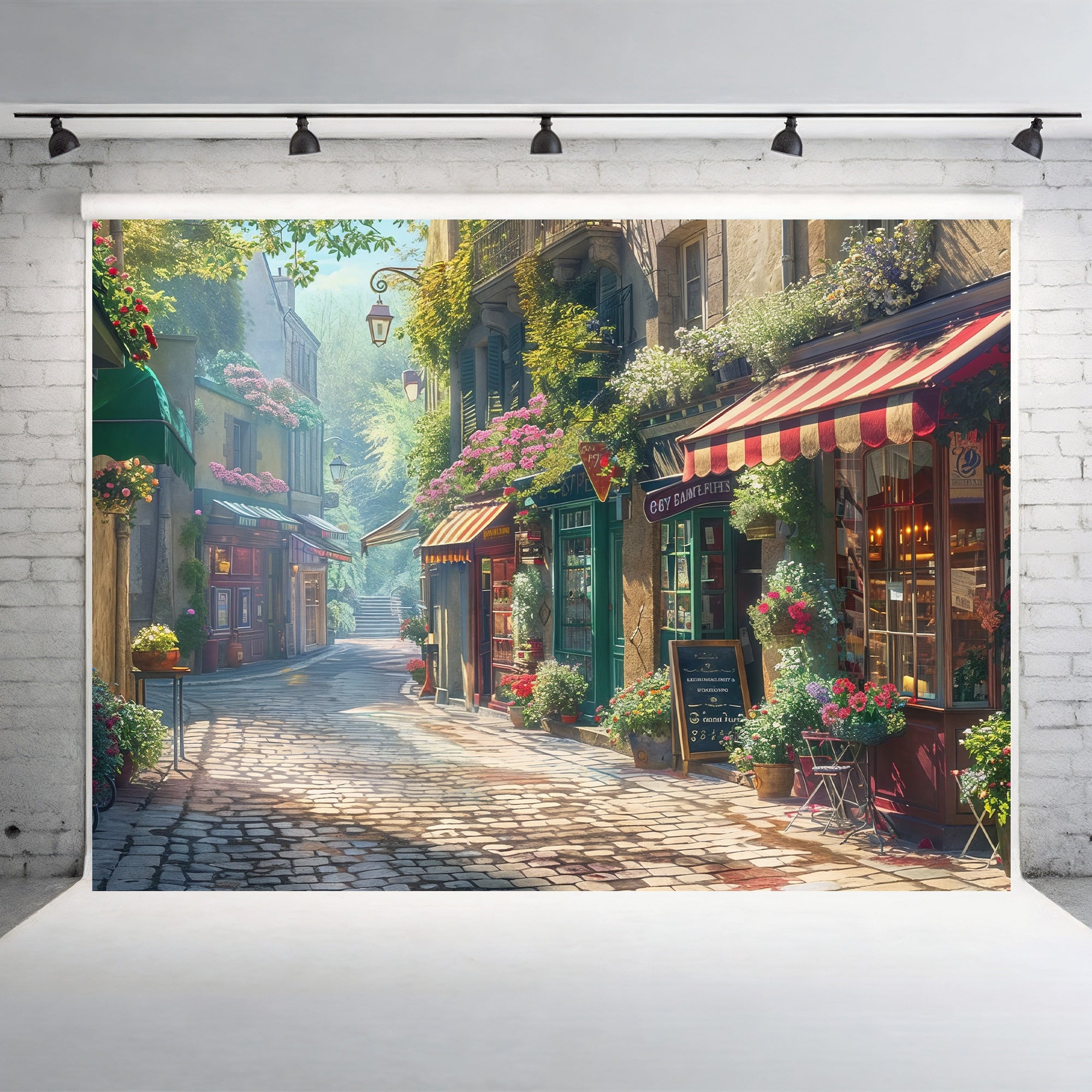 Charming Village Street Backdrop