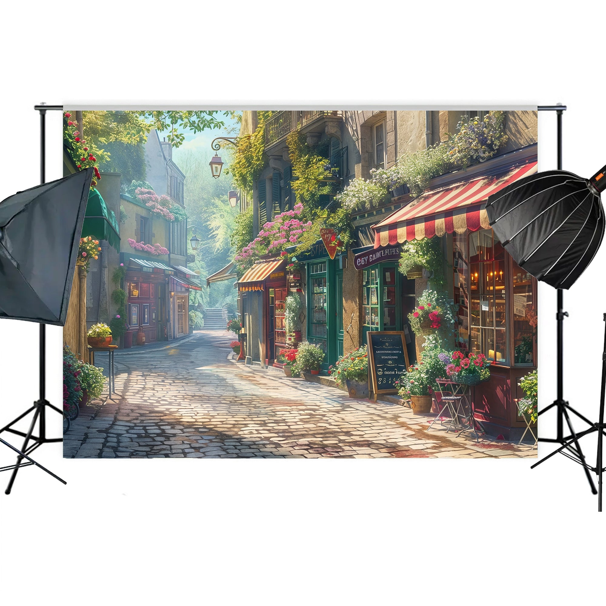 Charming Village Street Backdrop