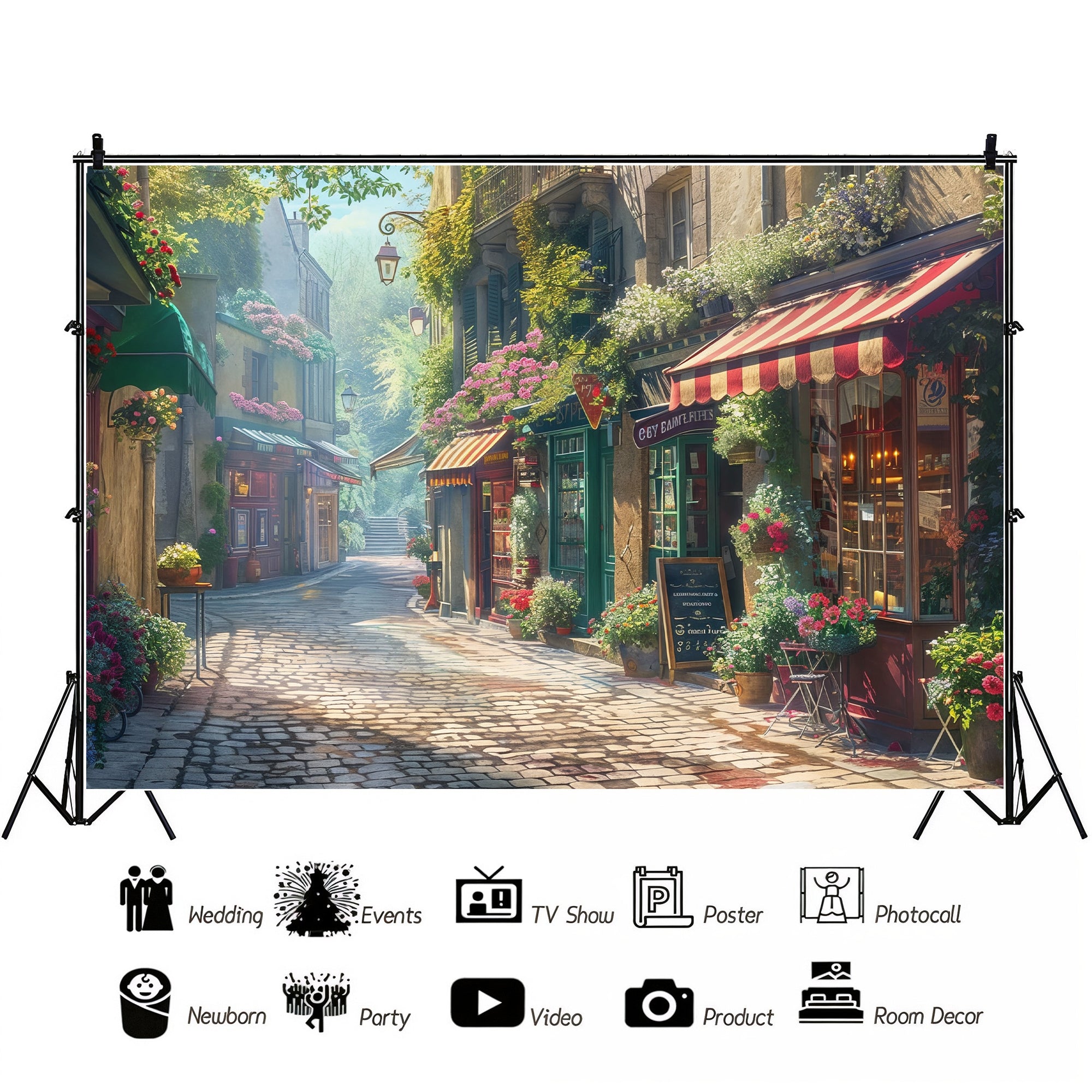 Charming Village Street Backdrop