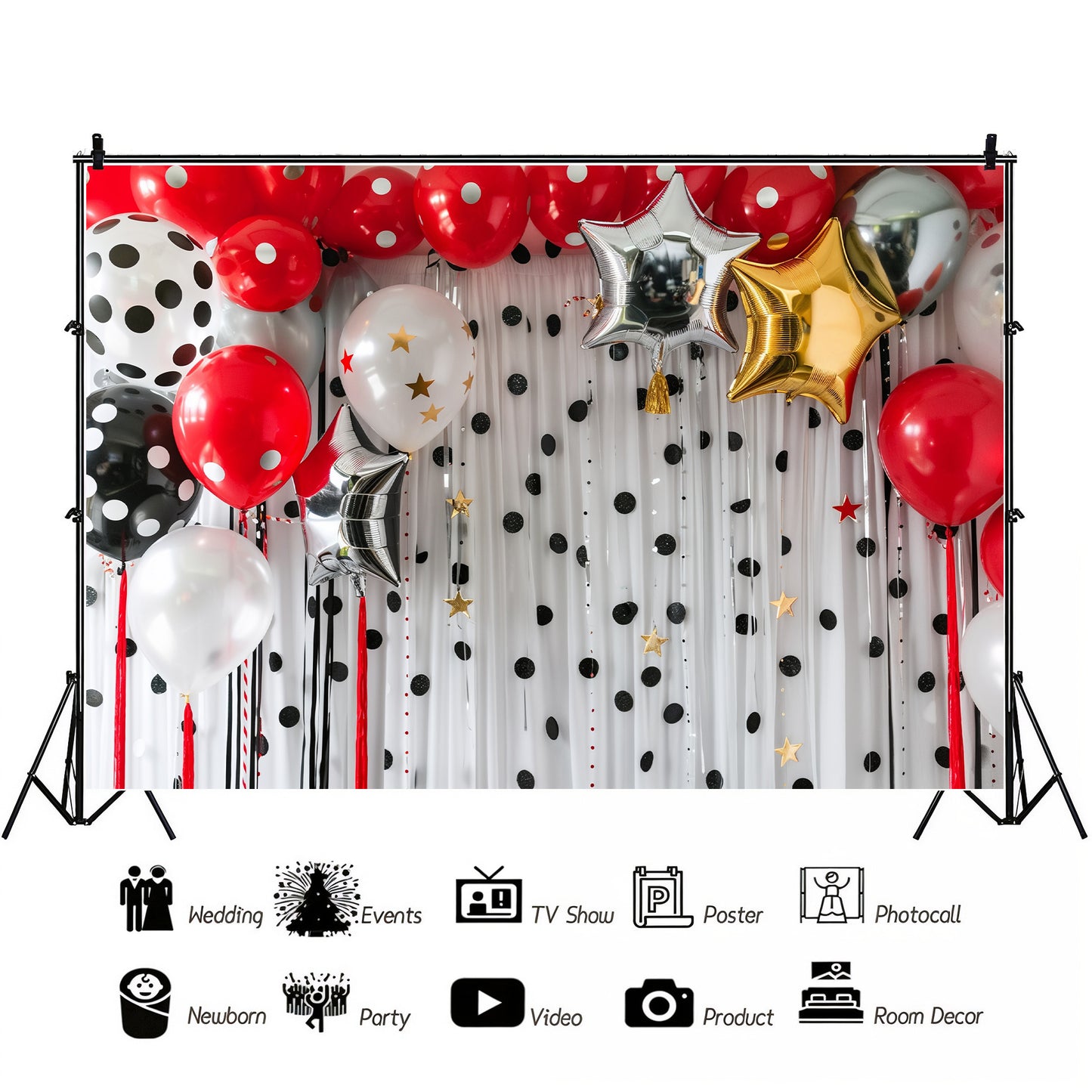 Polka-Dot Celebration Balloons Backdrop