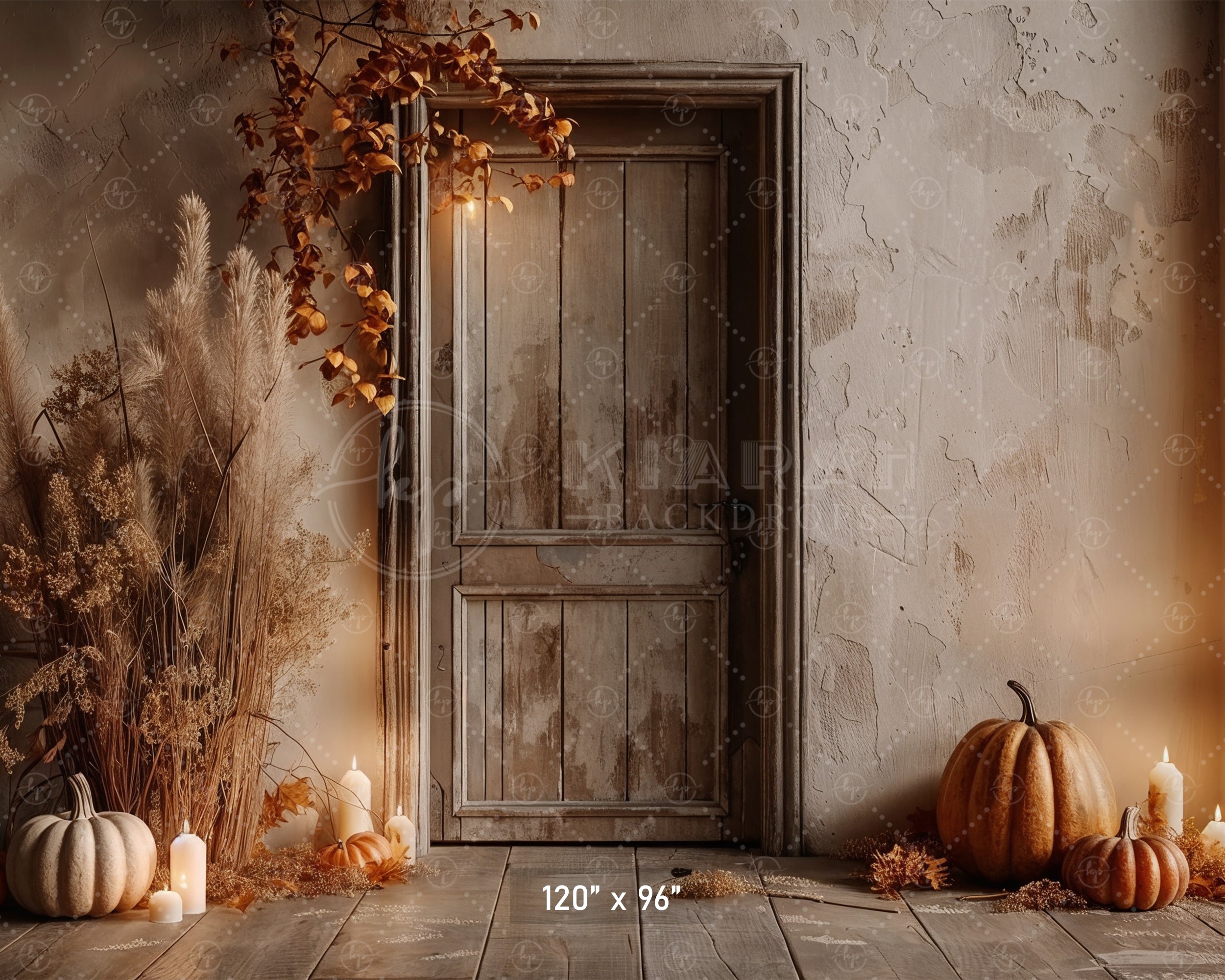 Rustic Autumn Door Backdrop