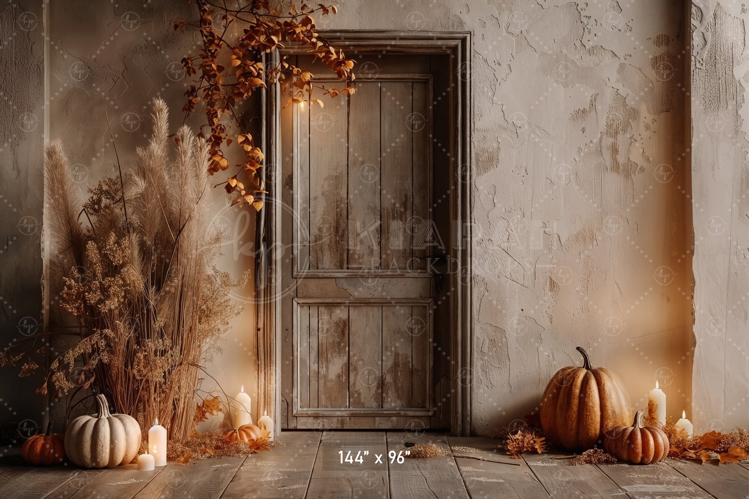 Rustic Autumn Door Backdrop