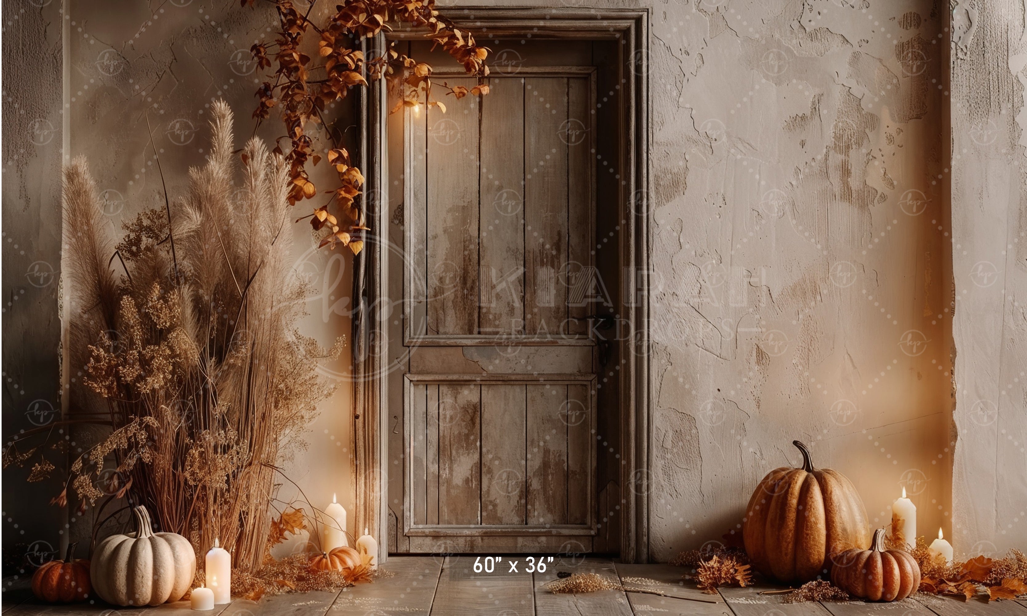 Rustic Autumn Door Backdrop