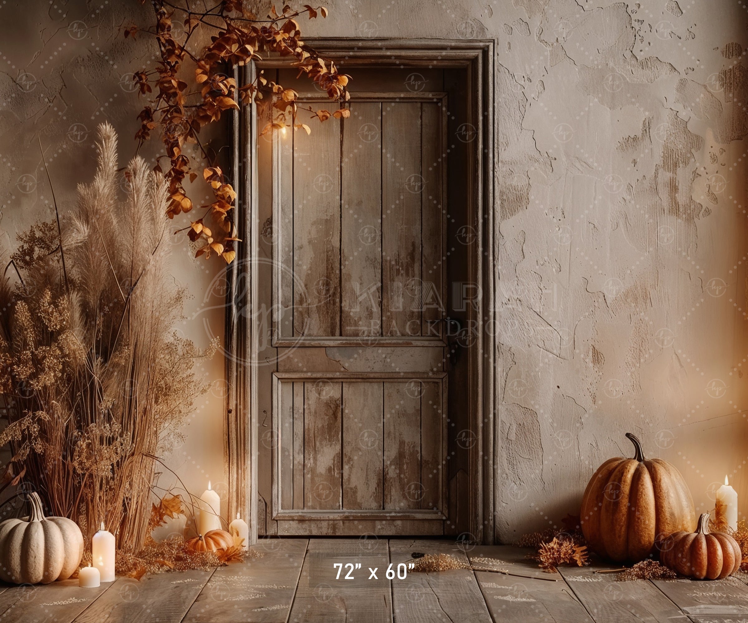 Rustic Autumn Door Backdrop