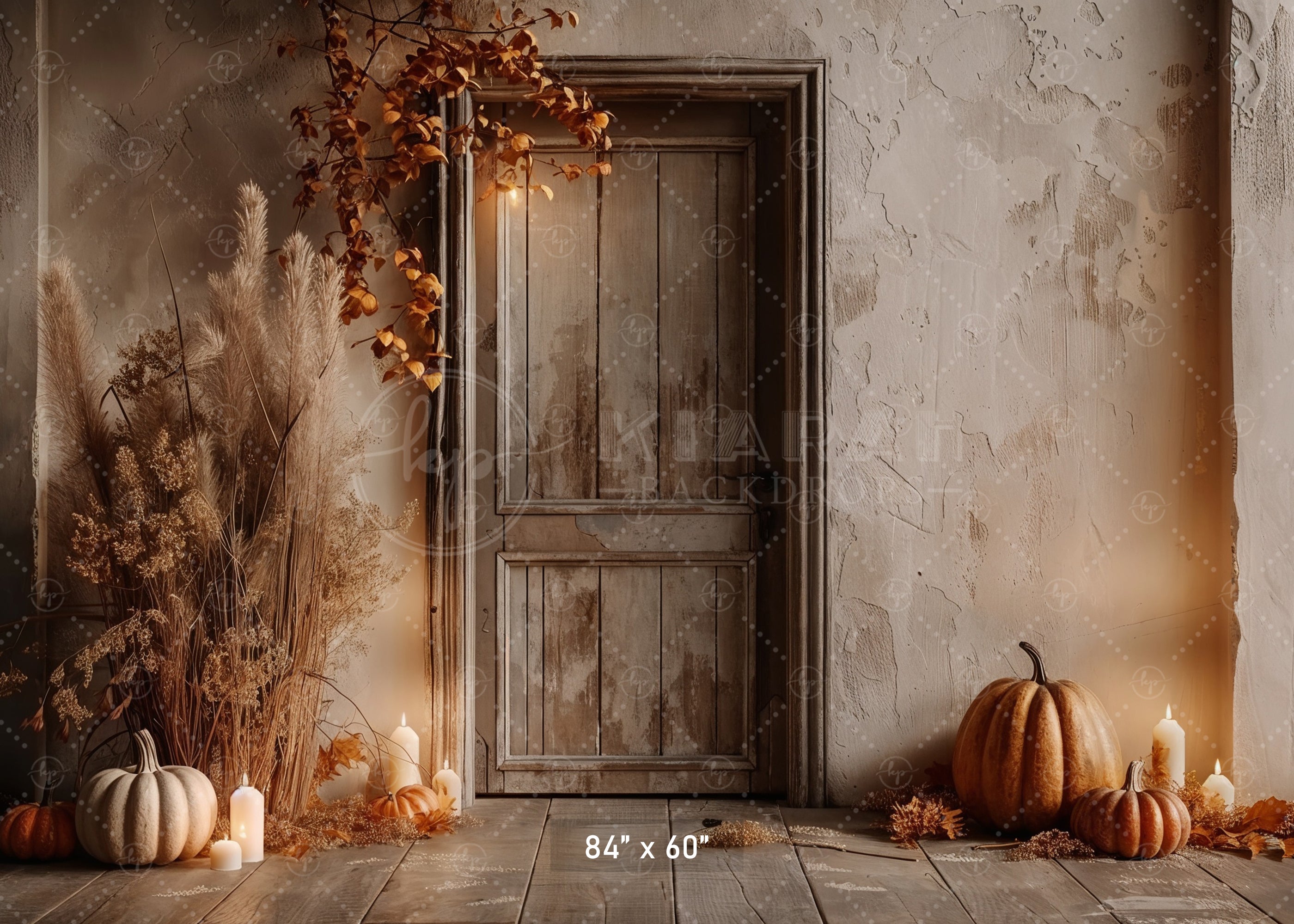 Rustic Autumn Door Backdrop