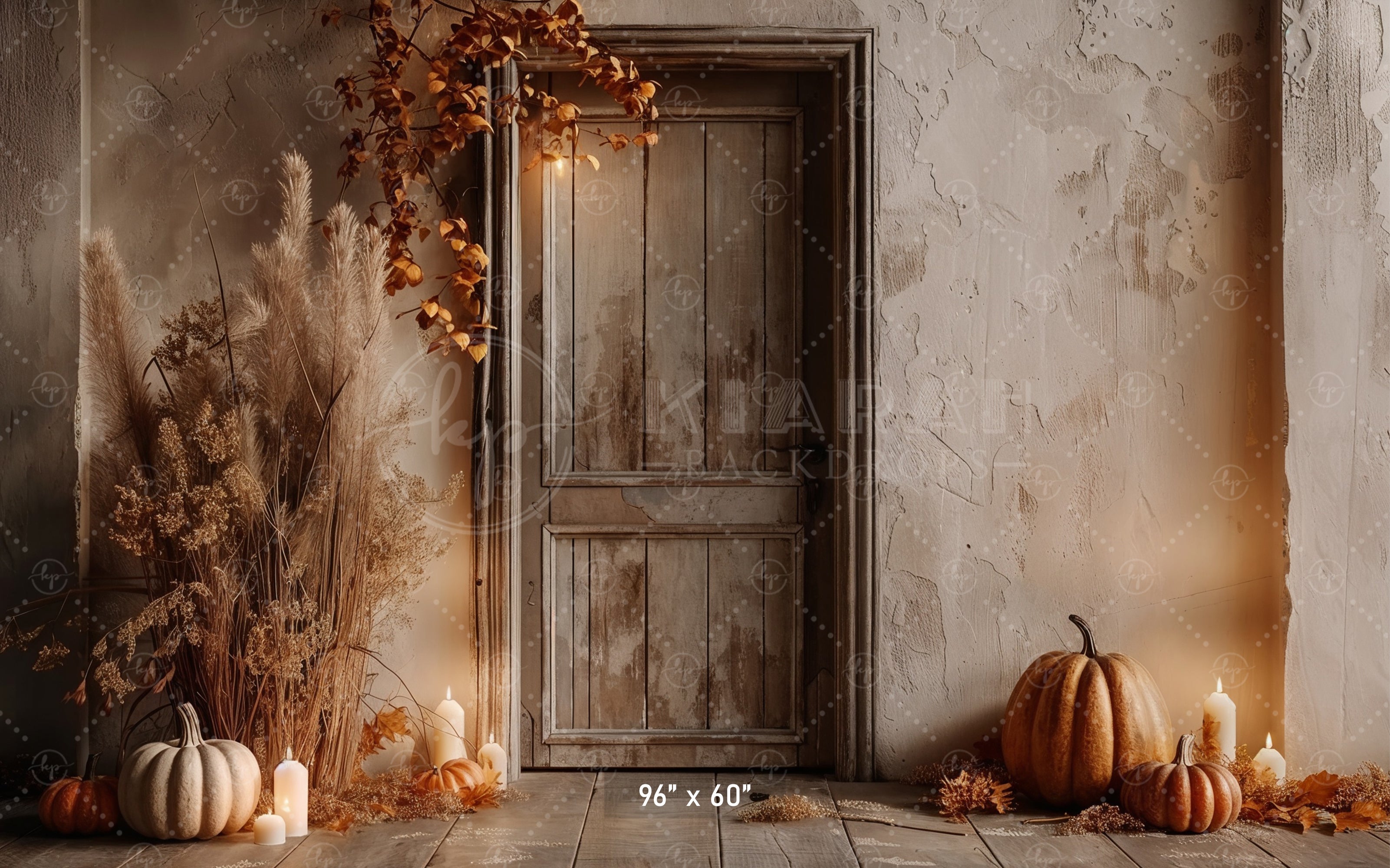 Rustic Autumn Door Backdrop
