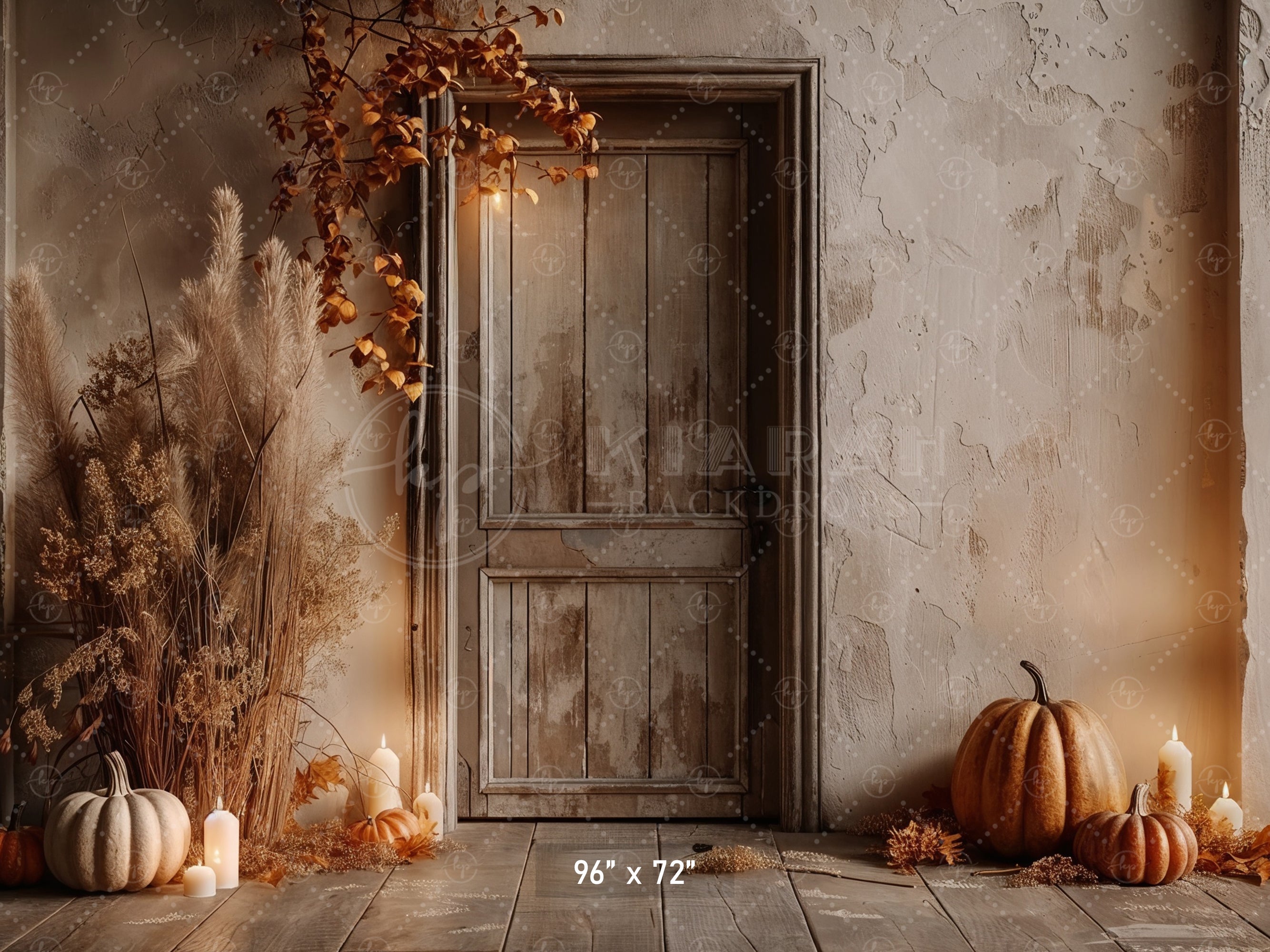 Rustic Autumn Door Backdrop