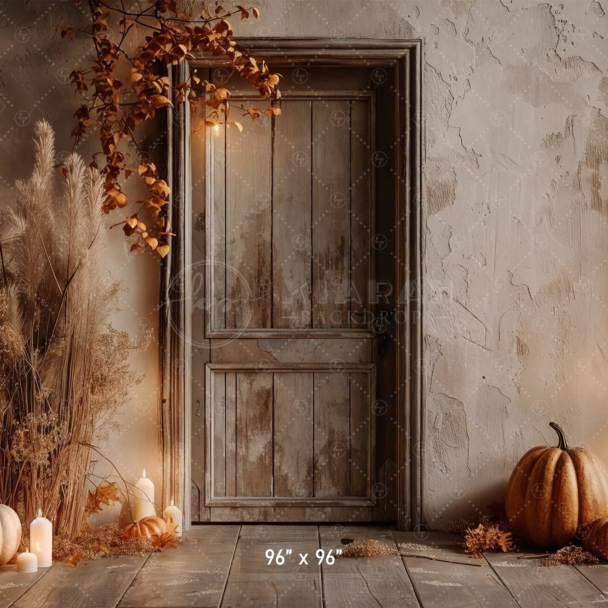 Rustic Autumn Door Backdrop