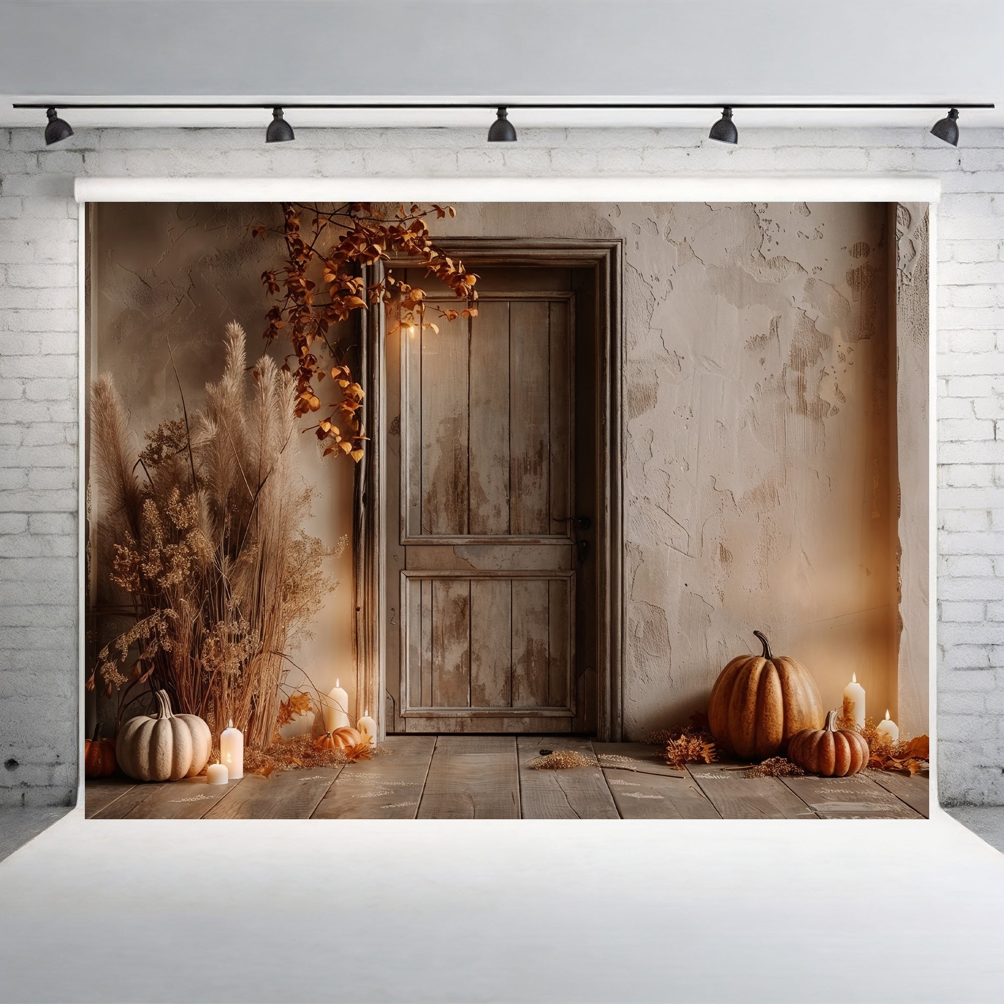 Rustic Autumn Door Backdrop