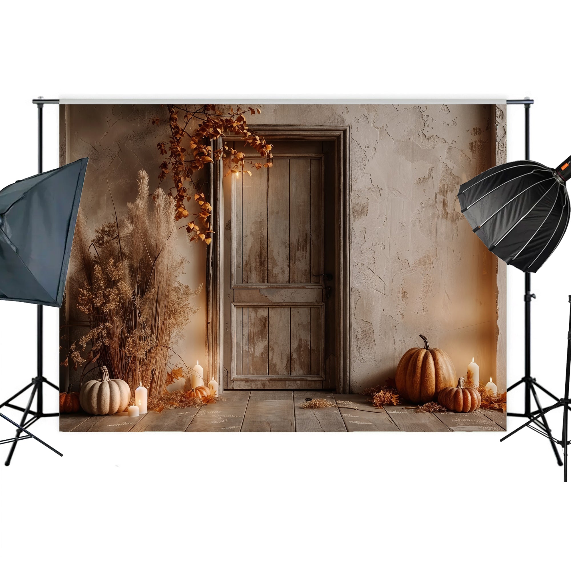 Rustic Autumn Door Backdrop
