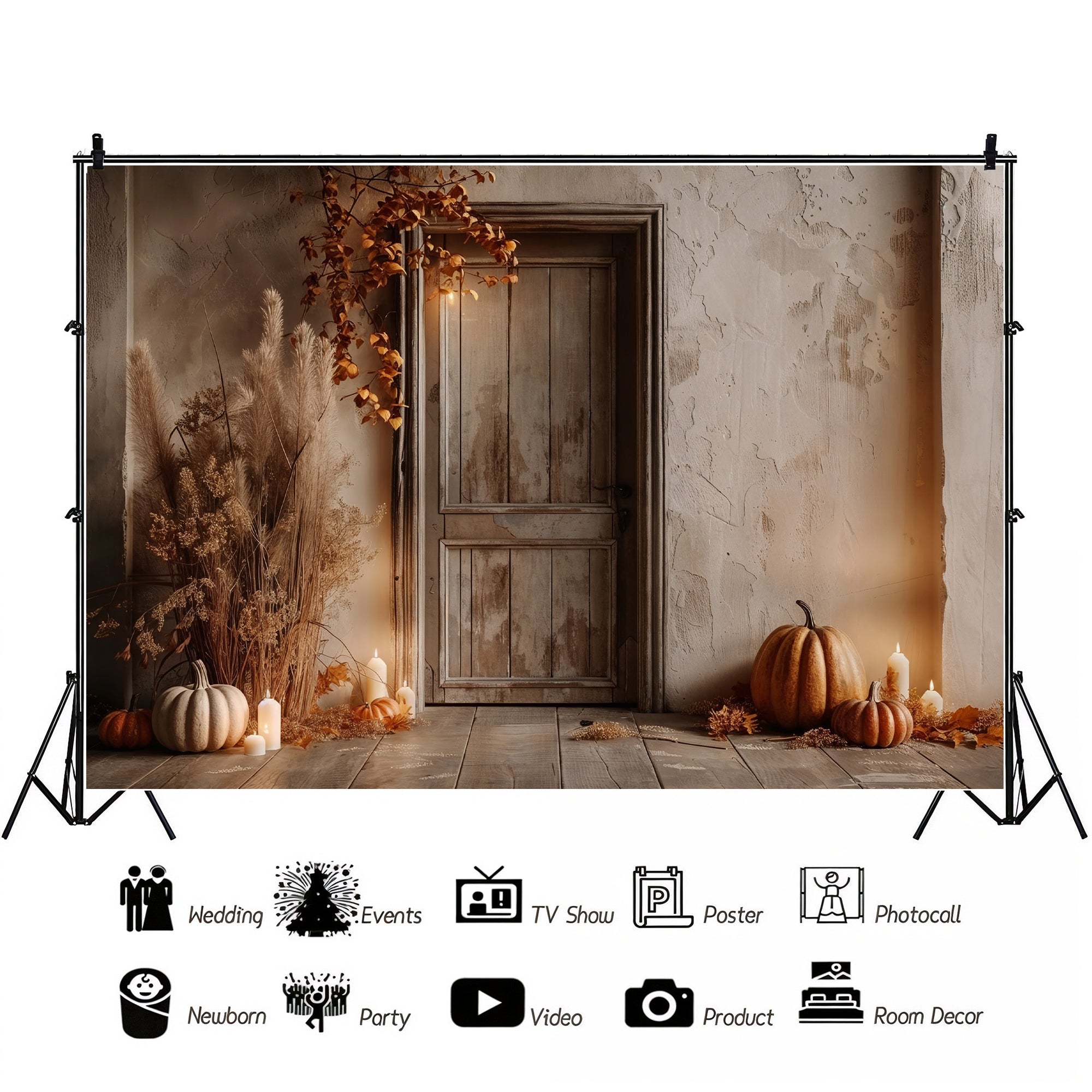 Rustic Autumn Door Backdrop