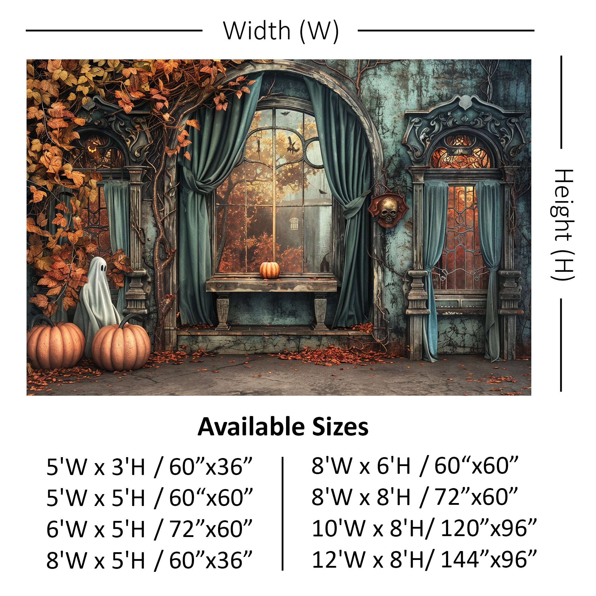 Haunted Autumn Window Backdrop