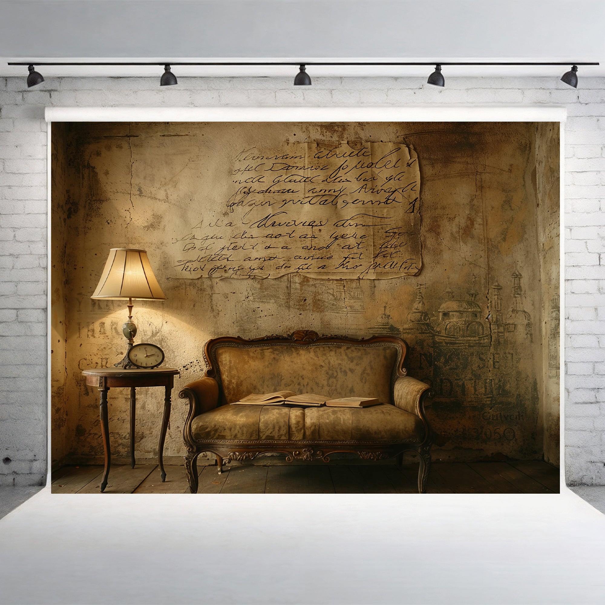 Rustic Vintage Study Scene Backdrop