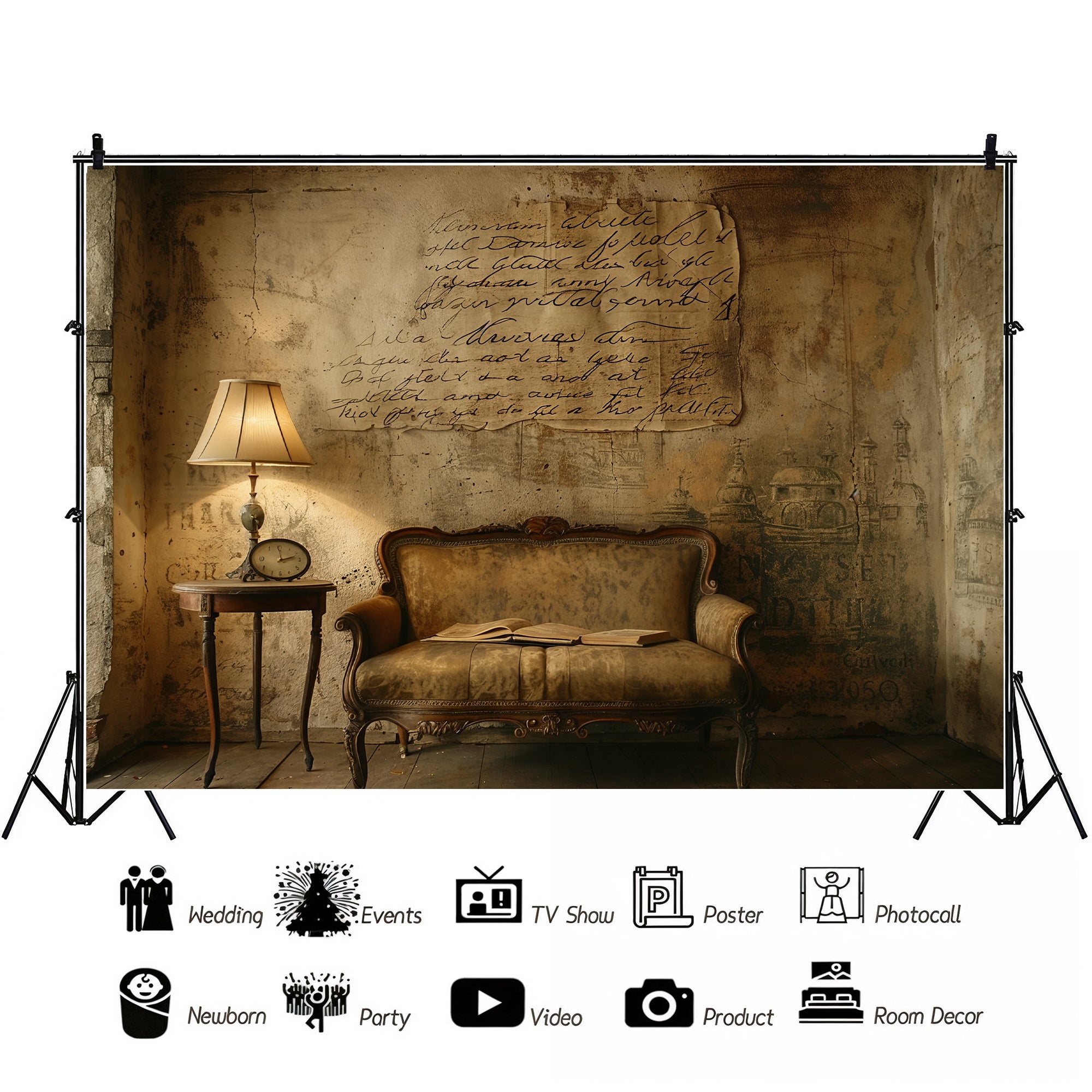 Rustic Vintage Study Scene Backdrop