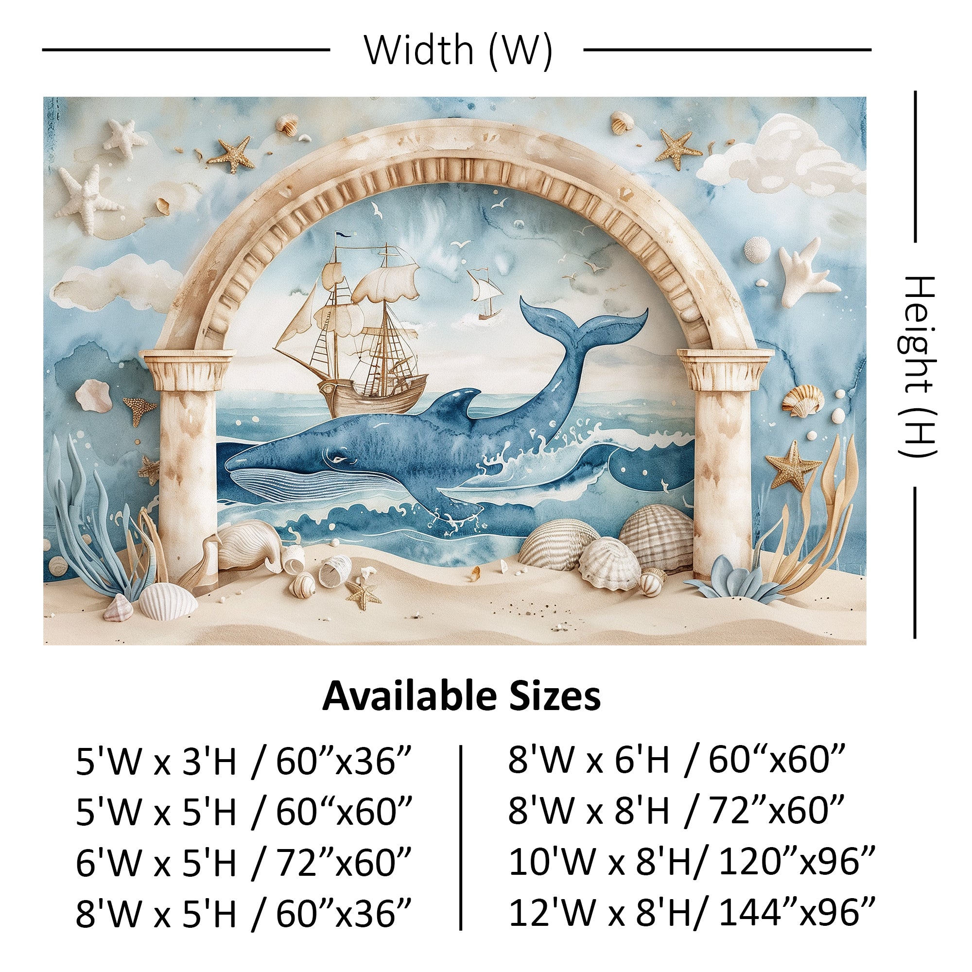 Nautical Adventure Whale Scene Backdrop
