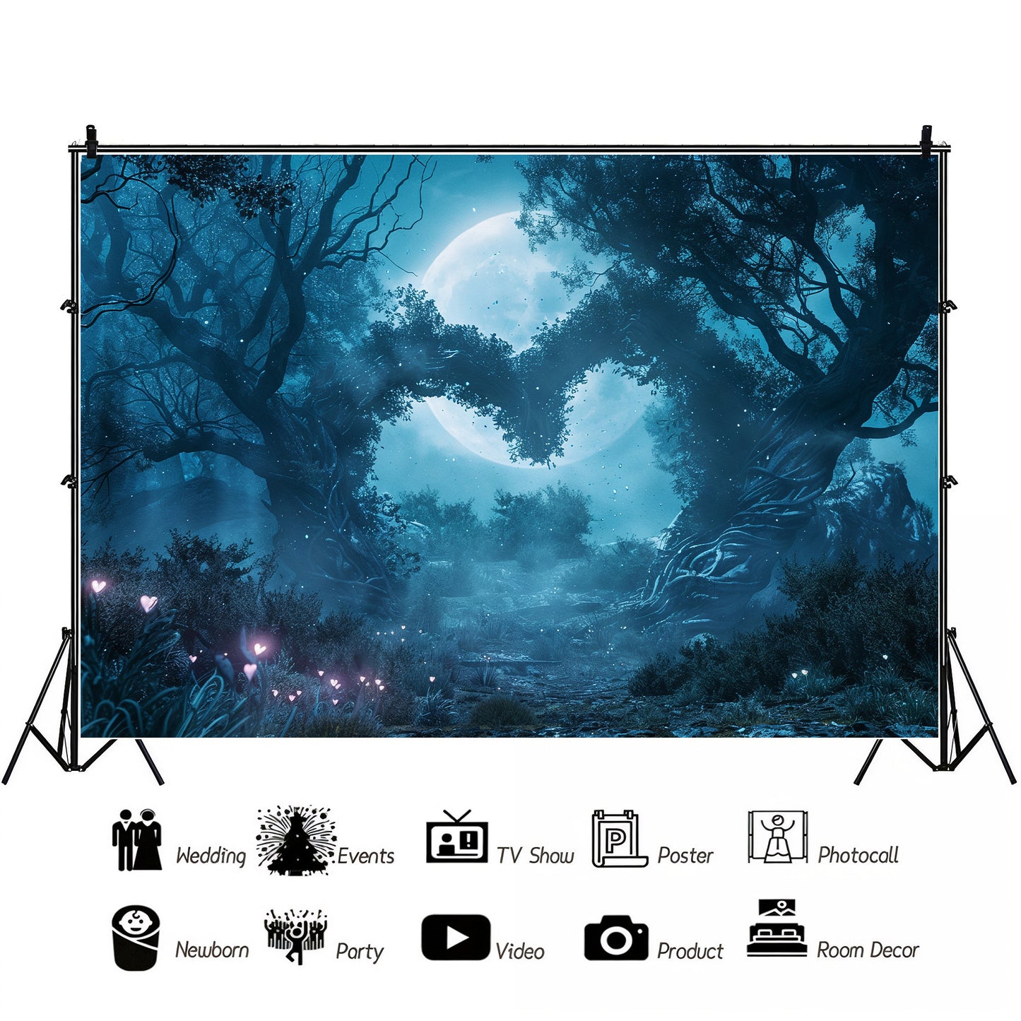 Enchanted Moonlit Forest Backdrop