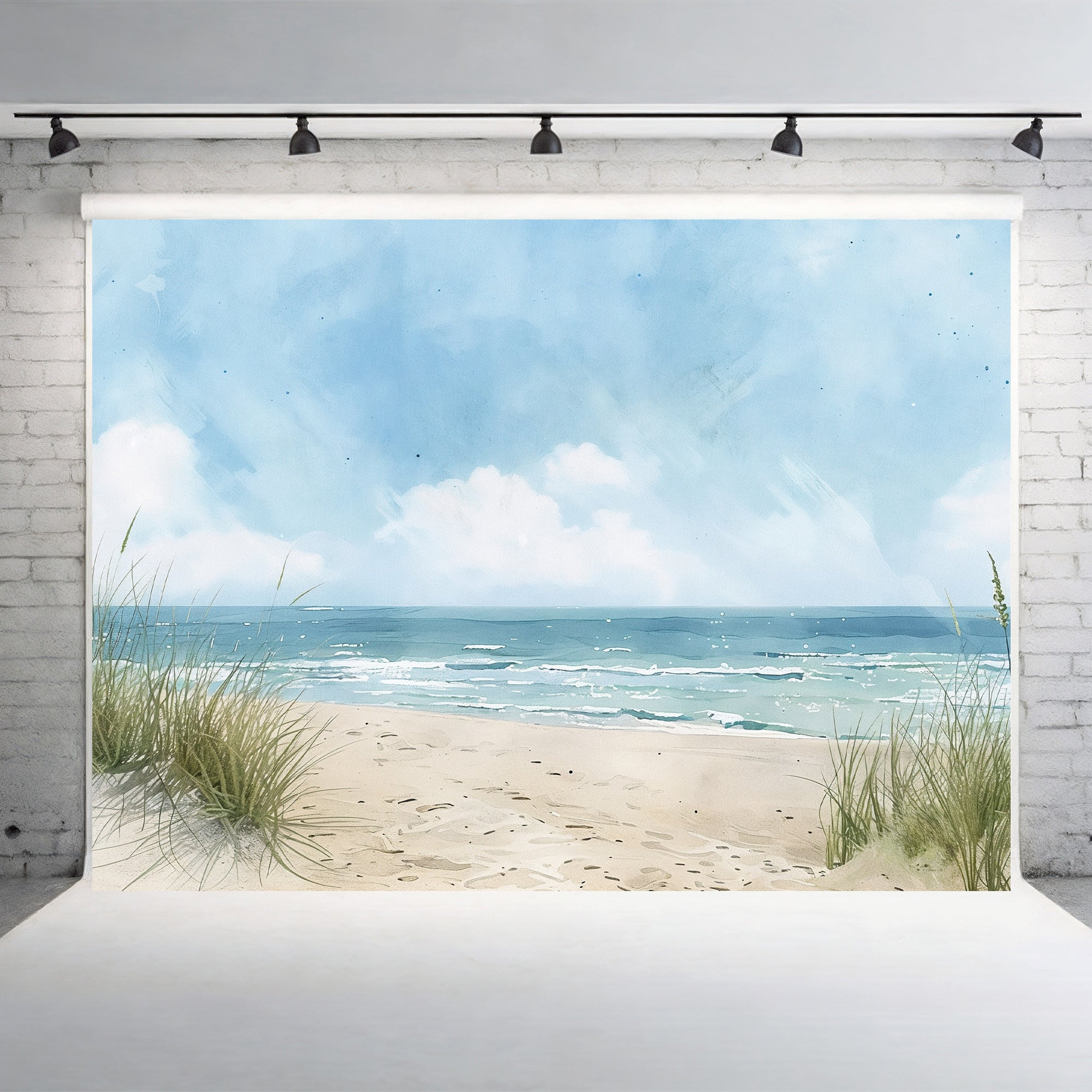 Serene Beach Scene Backdrop