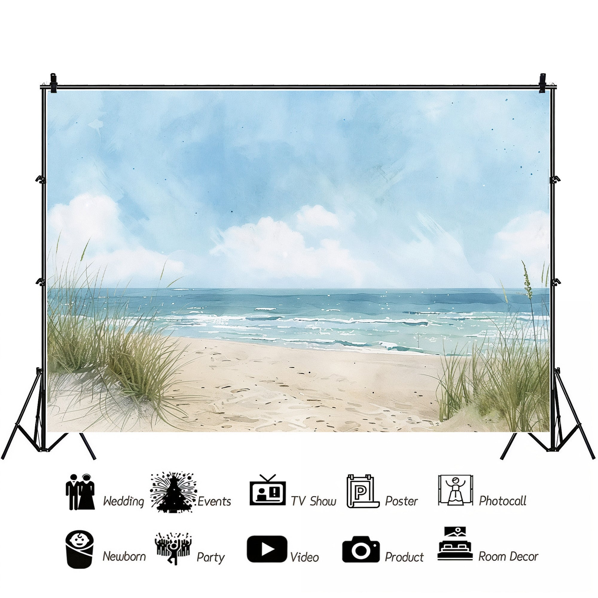 Serene Beach Scene Backdrop