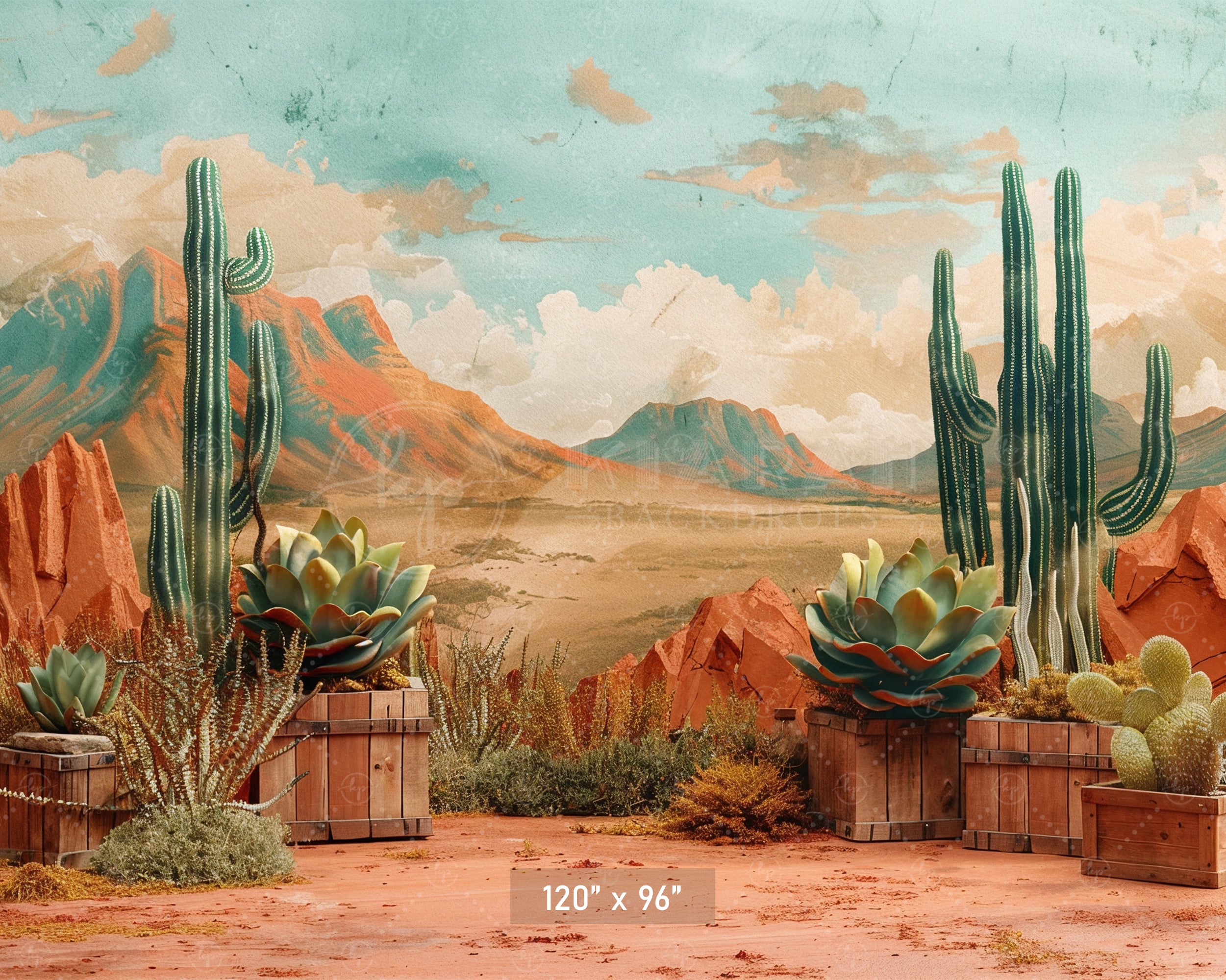 Desert Cactus Landscape Backdrop