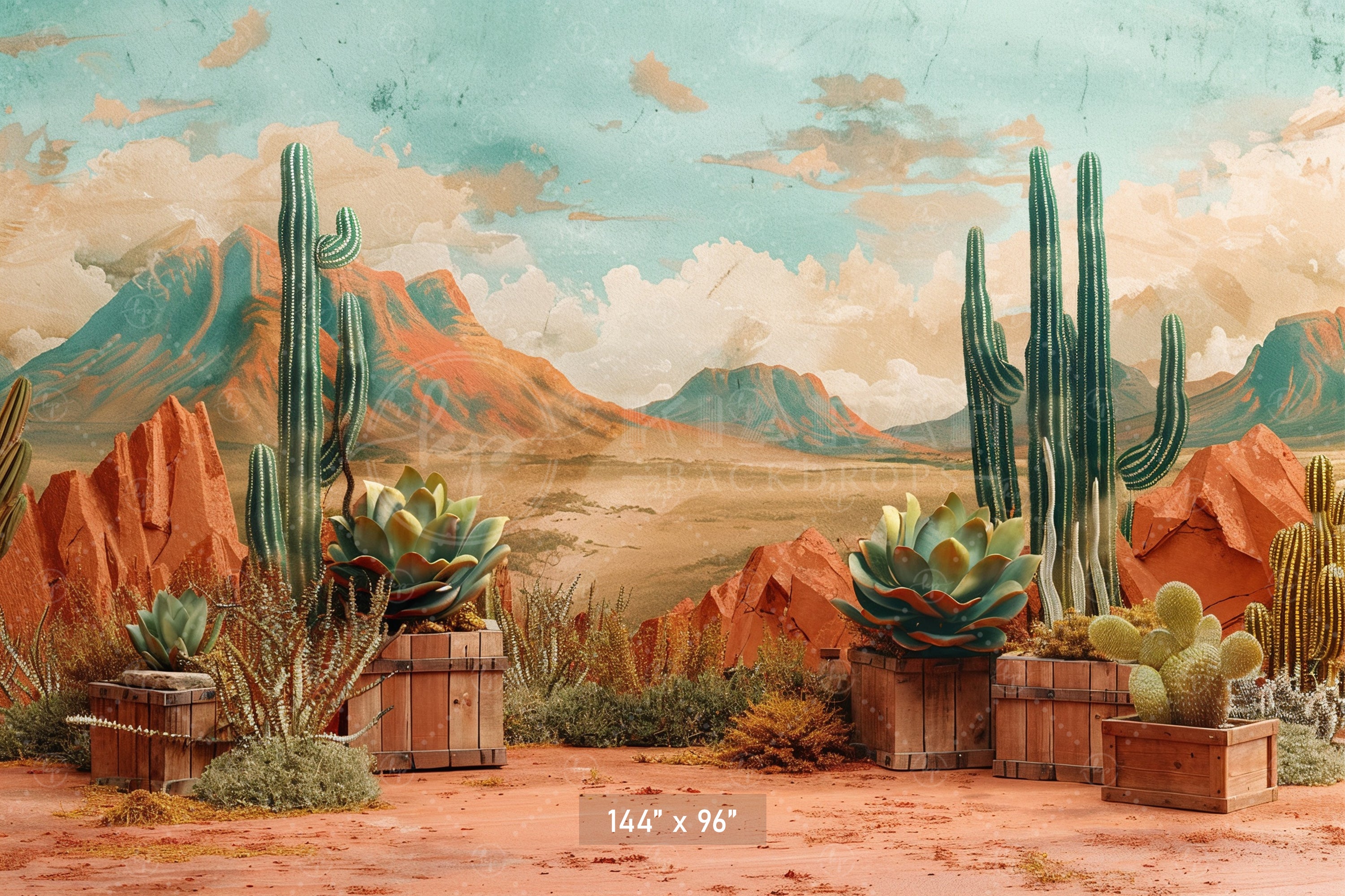 Desert Cactus Landscape Backdrop