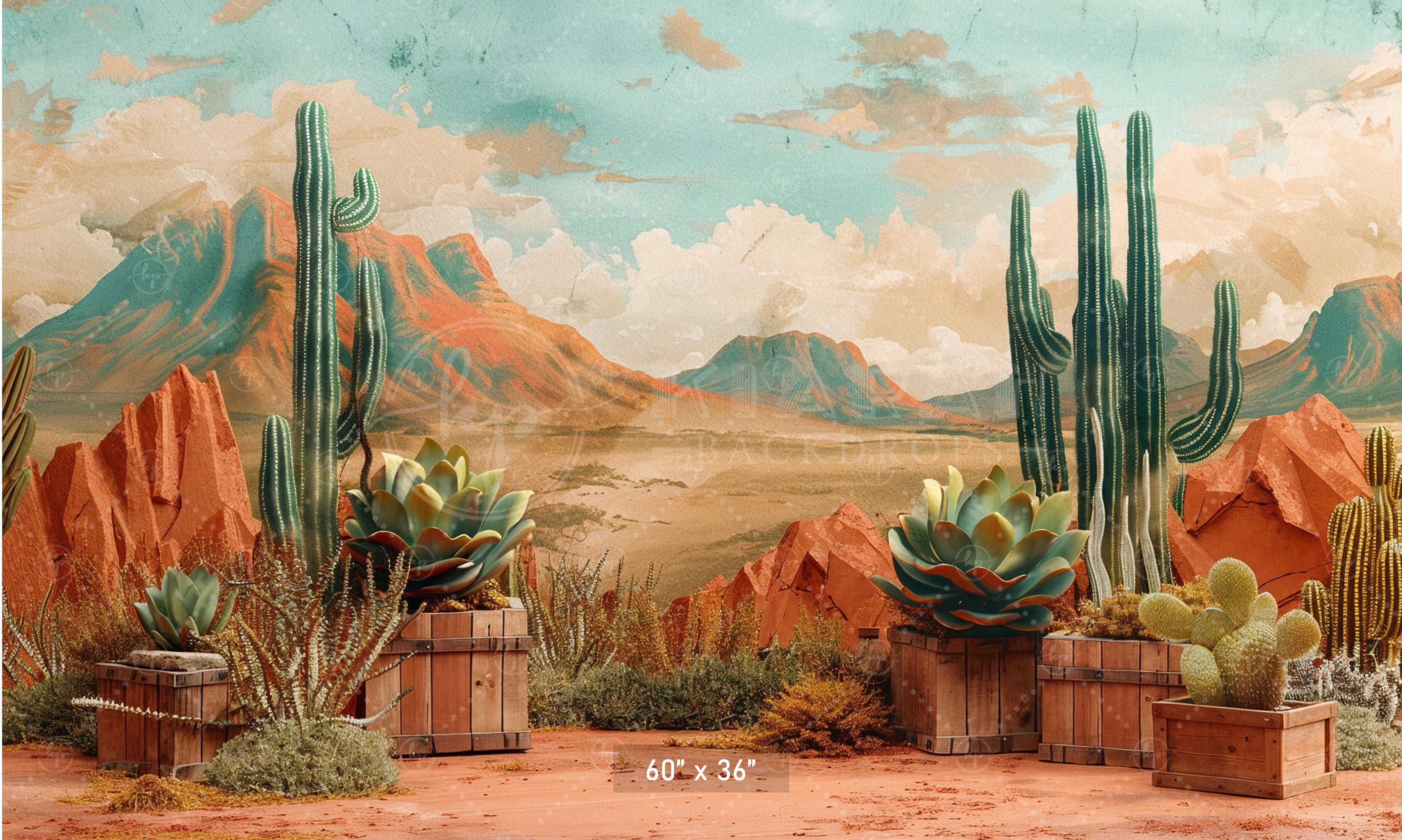 Desert Cactus Landscape Backdrop