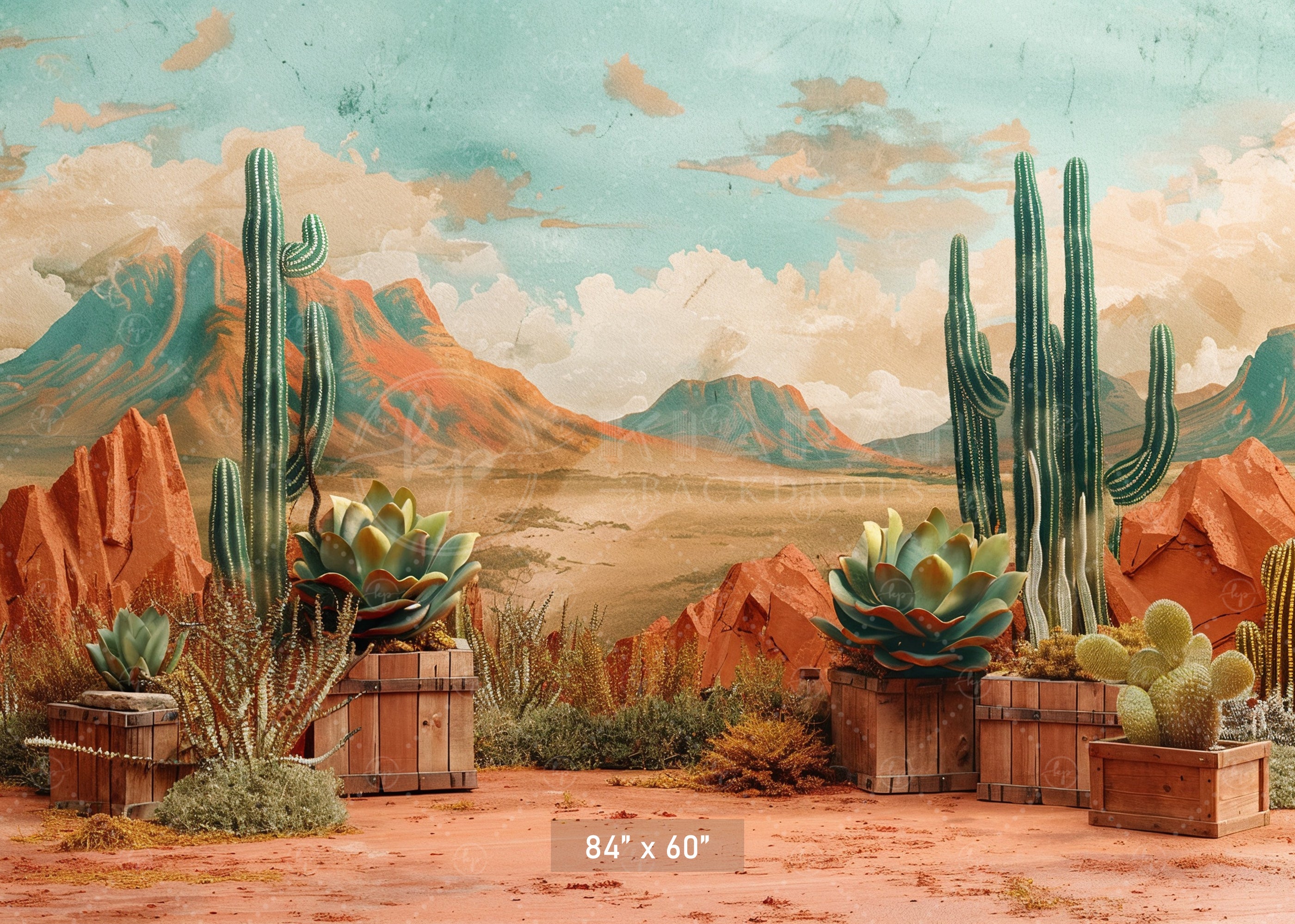 Desert Cactus Landscape Backdrop