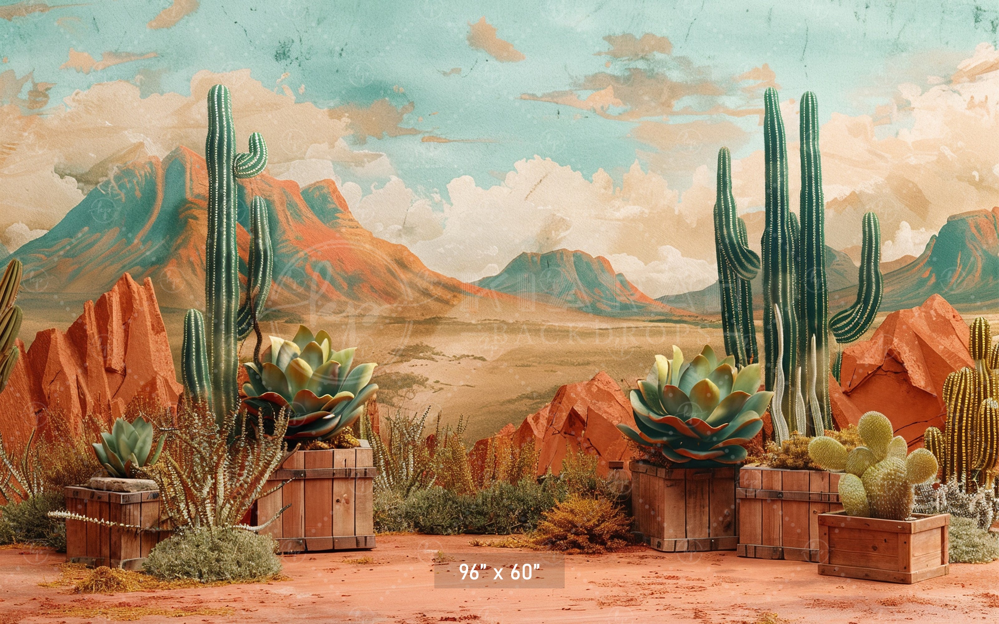 Desert Cactus Landscape Backdrop