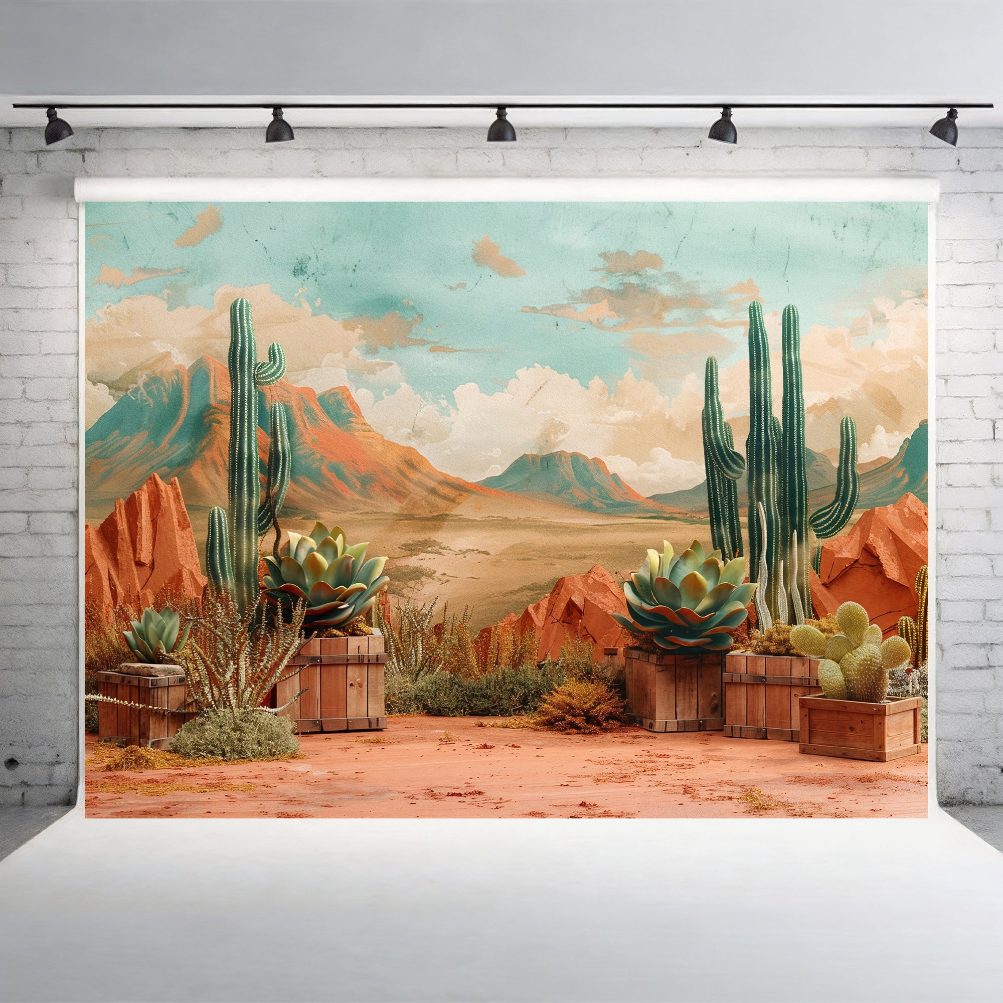 Desert Cactus Landscape Backdrop