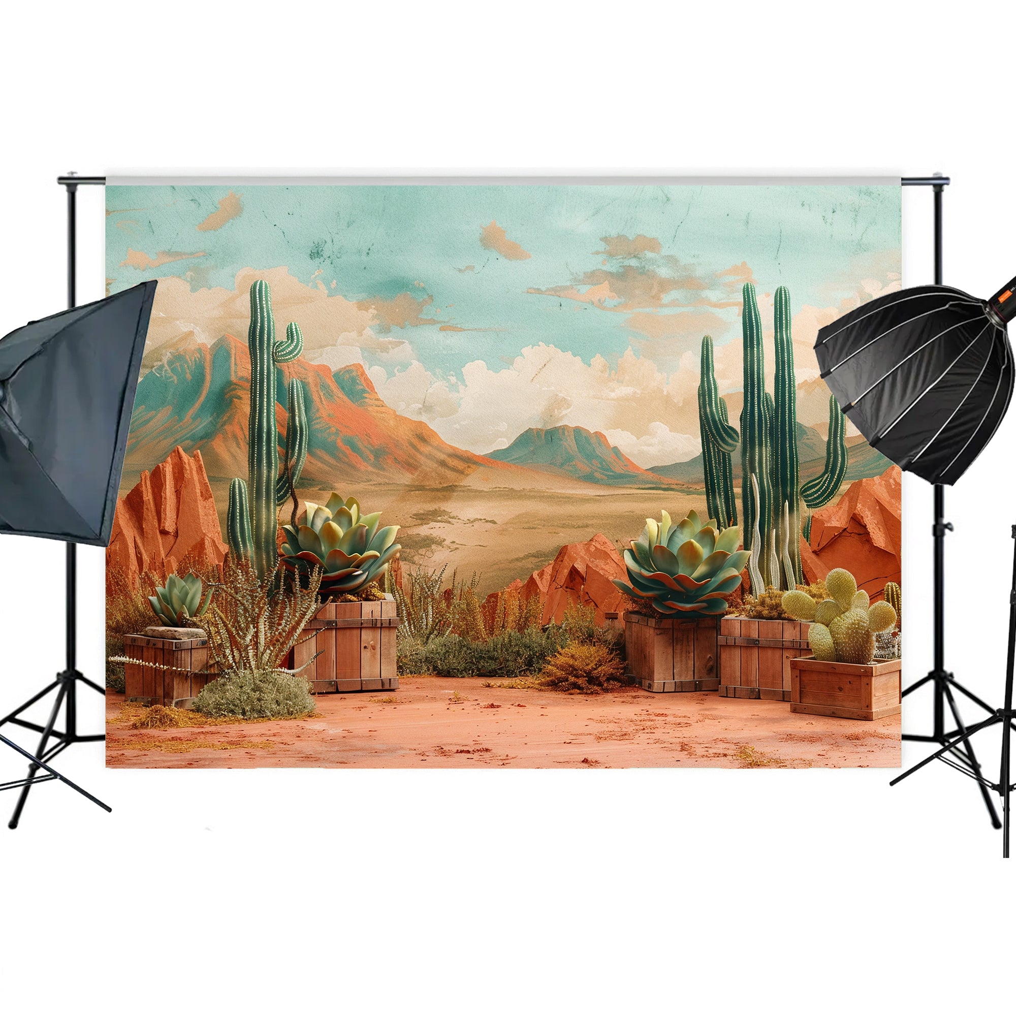 Desert Cactus Landscape Backdrop