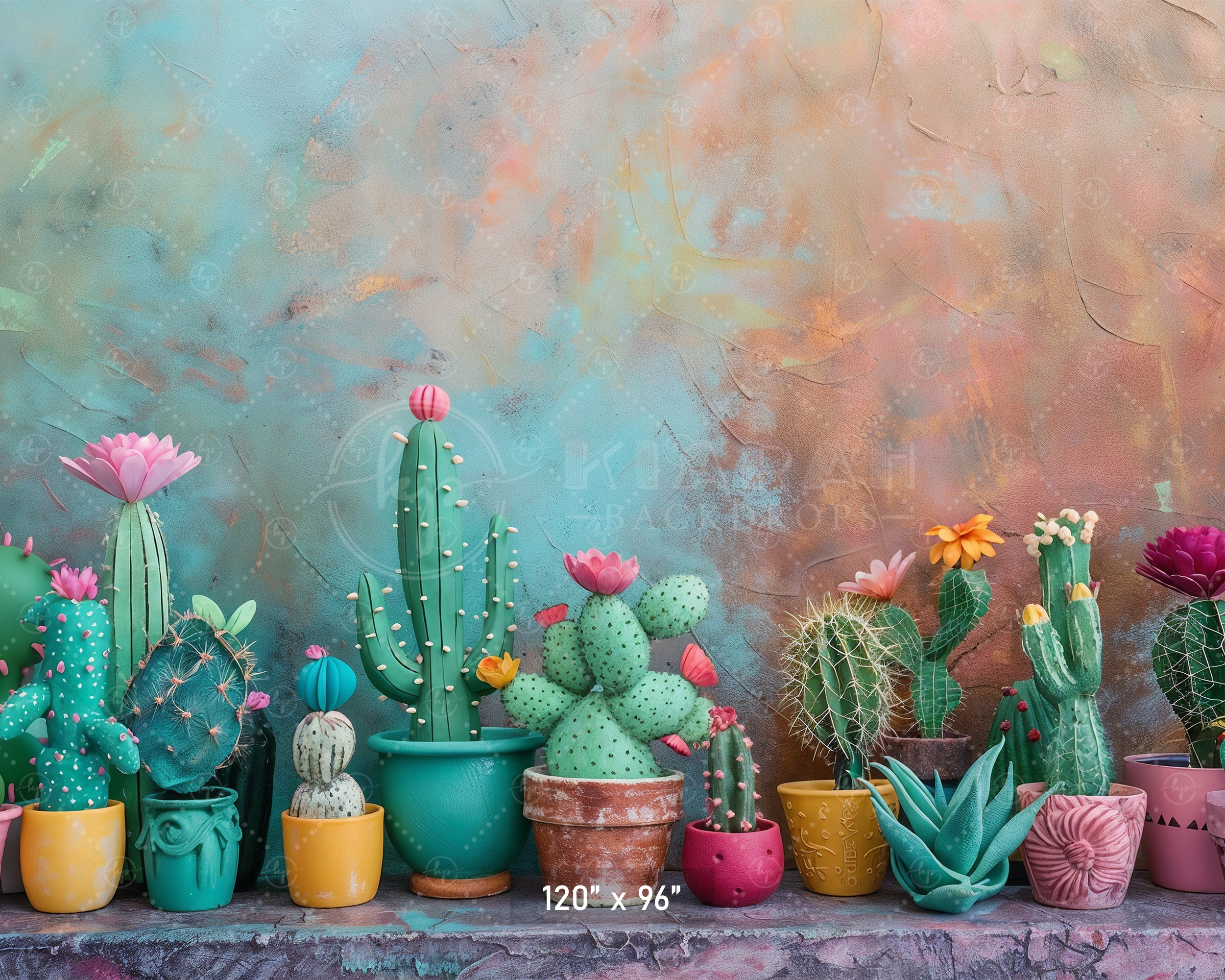 Vibrant Cactus Oasis Backdrop