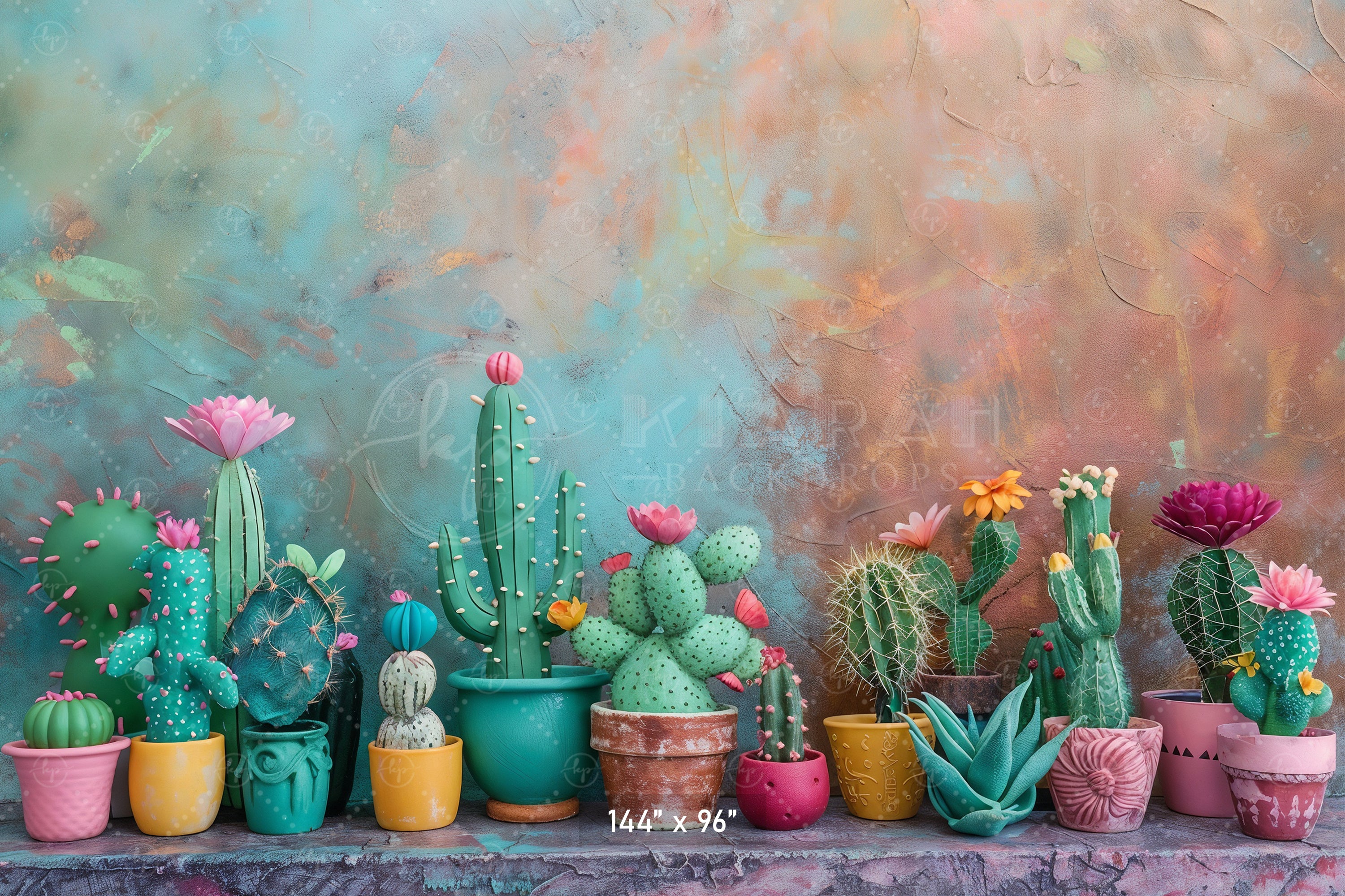 Vibrant Cactus Oasis Backdrop