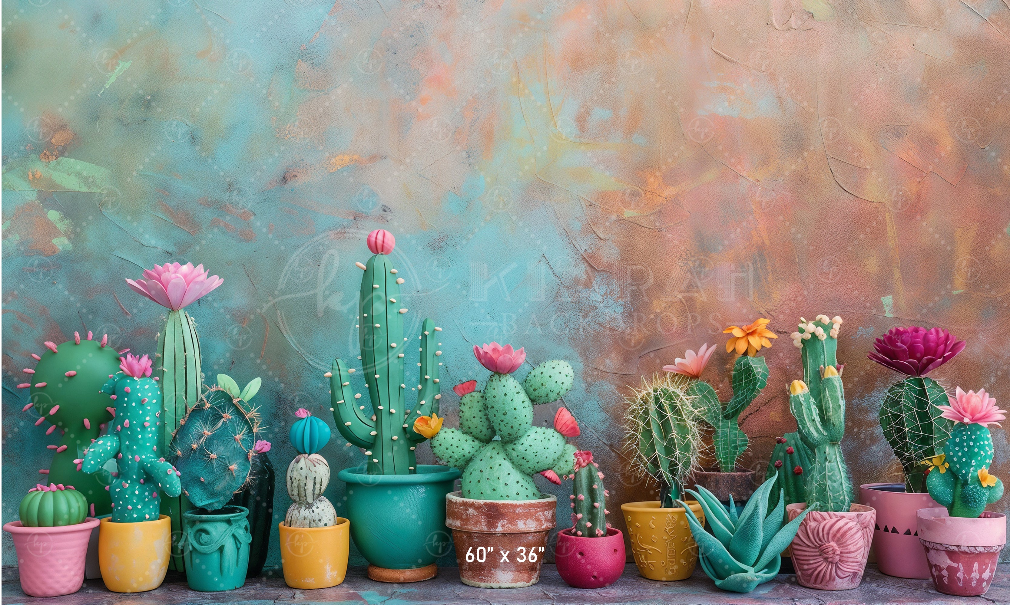 Vibrant Cactus Oasis Backdrop