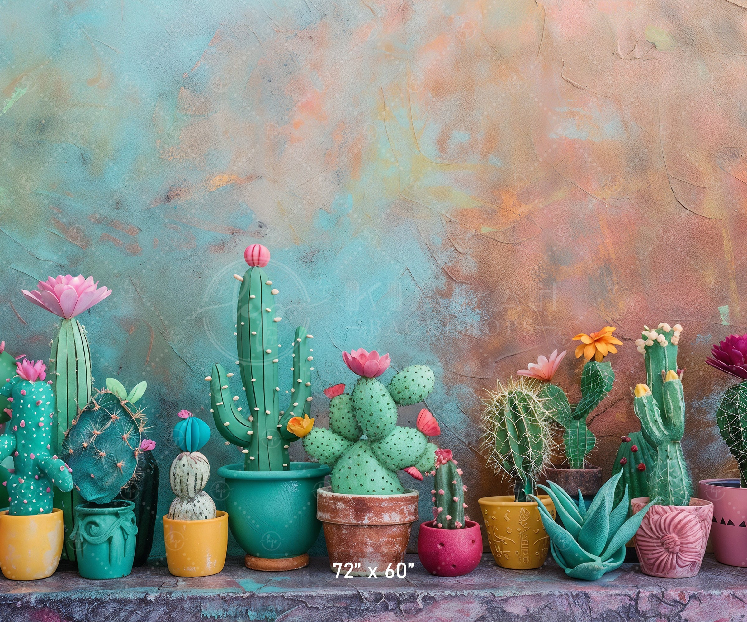 Vibrant Cactus Oasis Backdrop