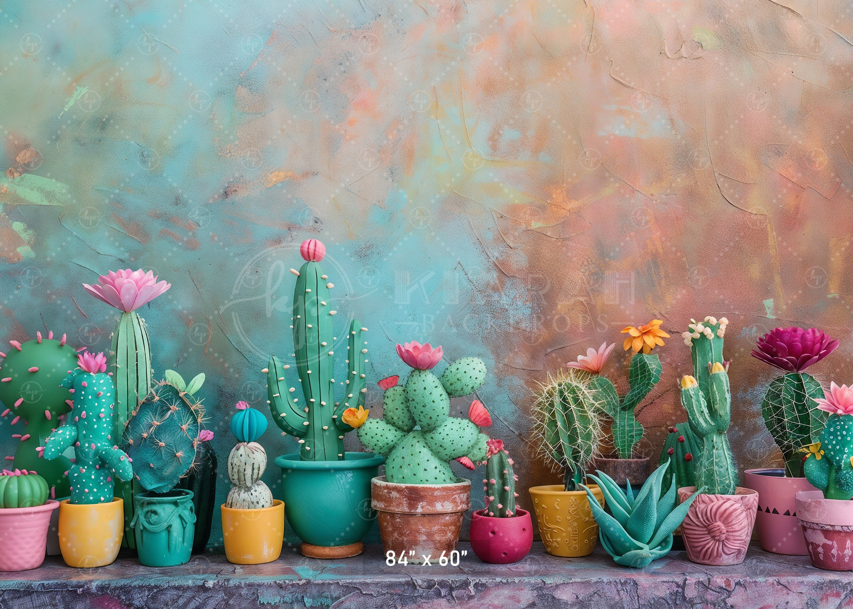 Vibrant Cactus Oasis Backdrop