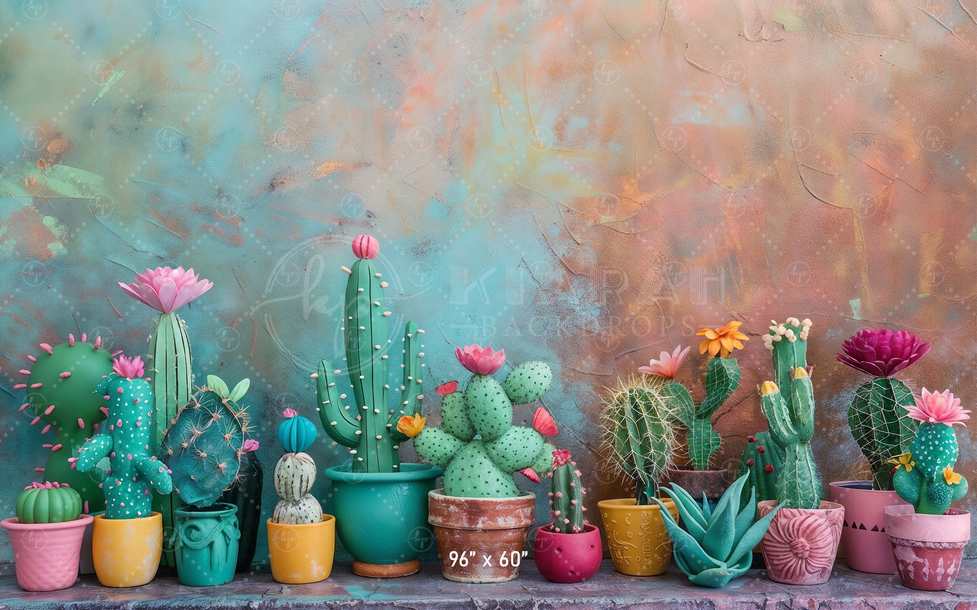 Vibrant Cactus Oasis Backdrop