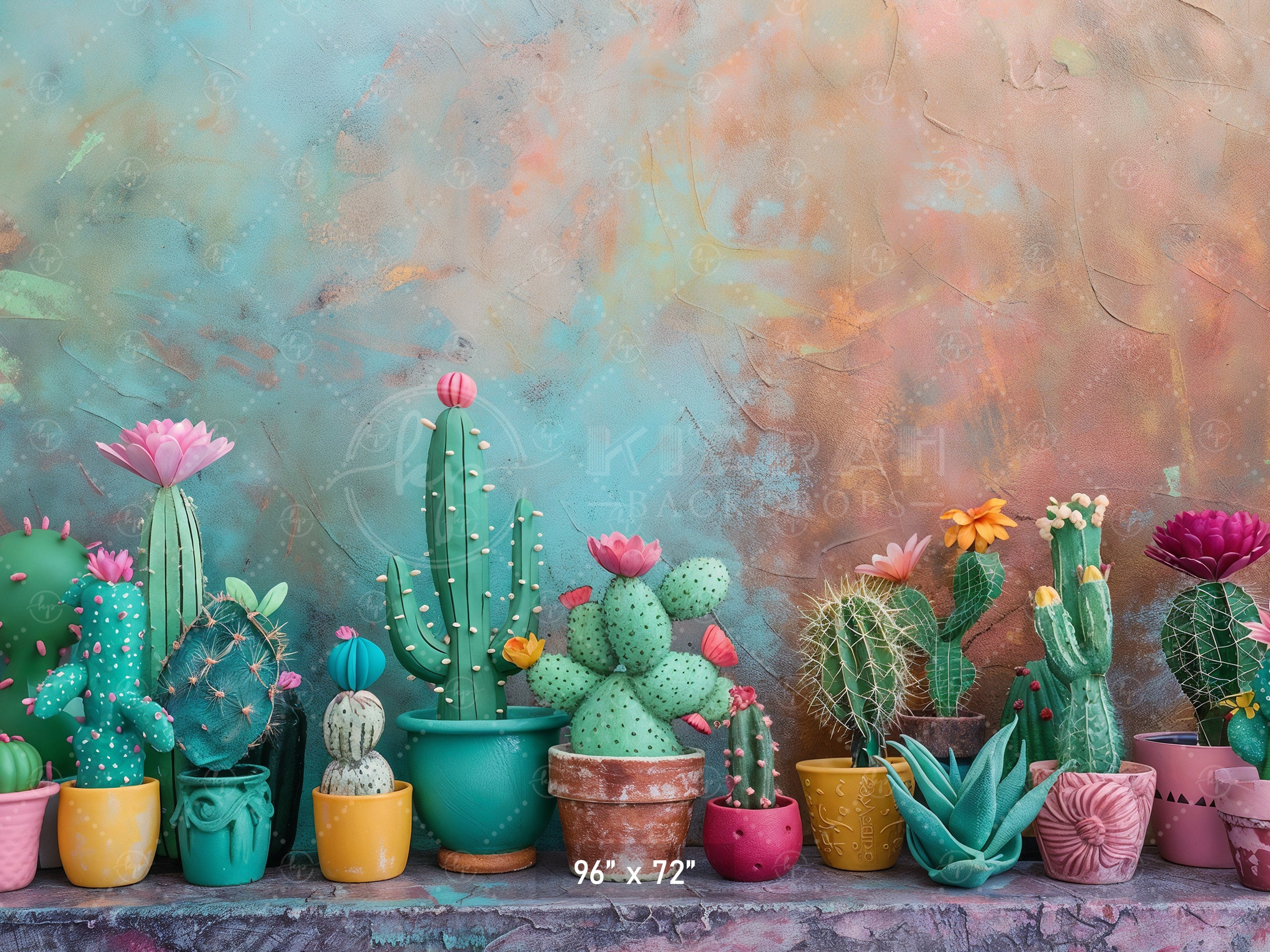 Vibrant Cactus Oasis Backdrop
