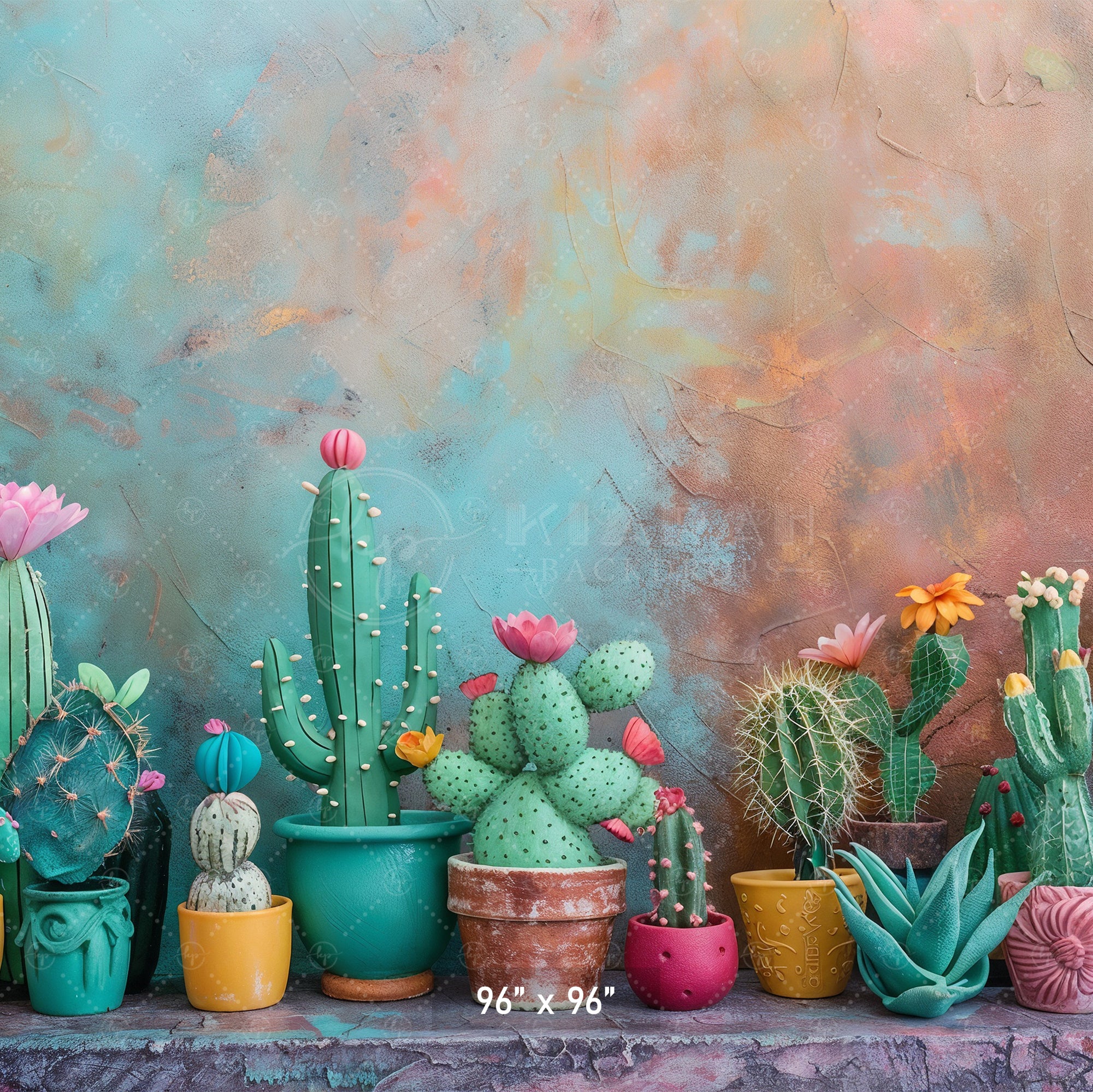 Vibrant Cactus Oasis Backdrop