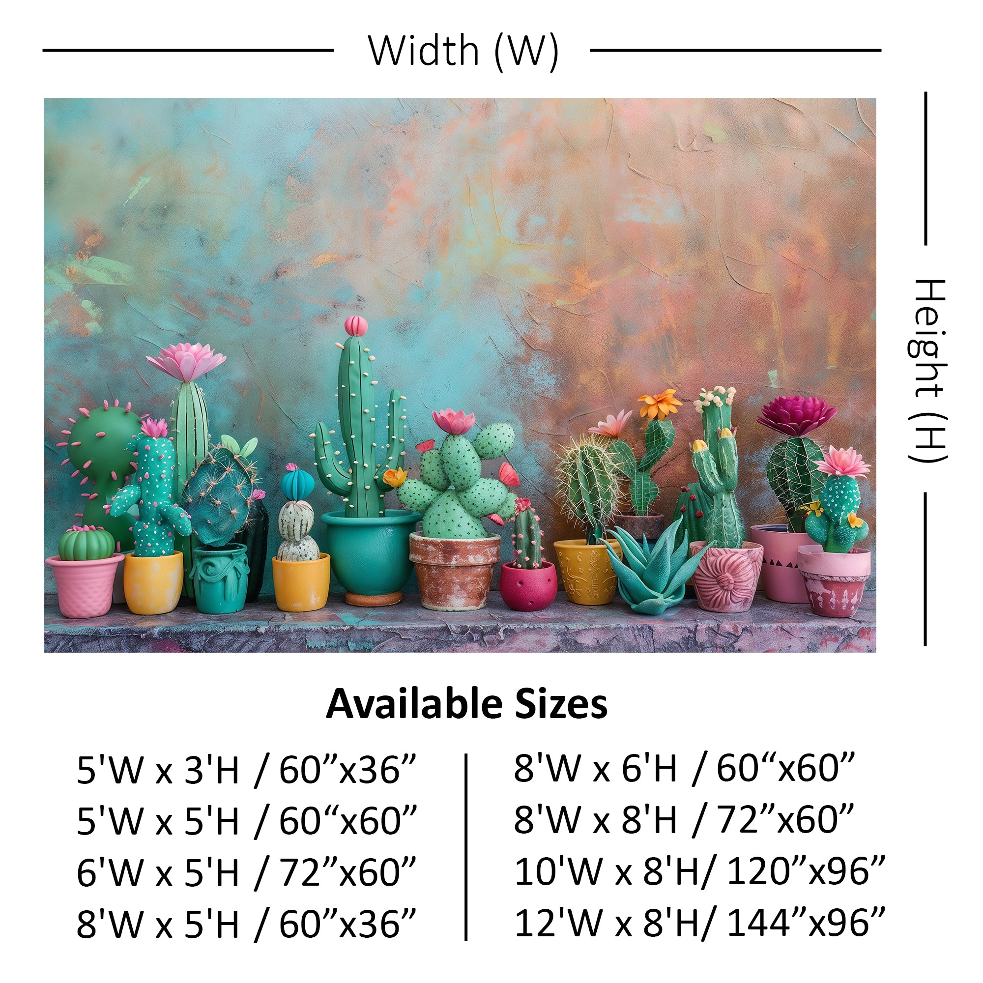 Vibrant Cactus Oasis Backdrop