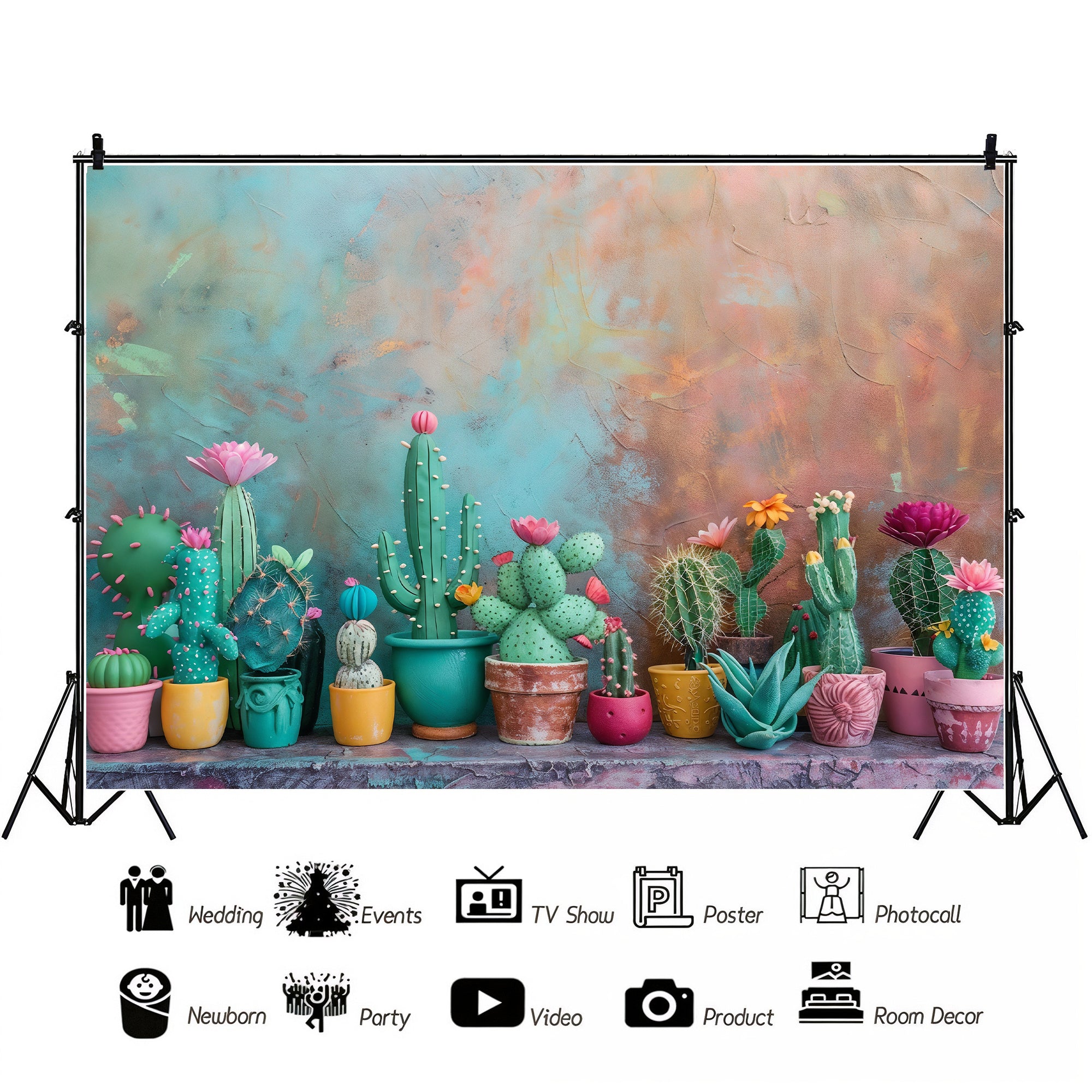 Vibrant Cactus Oasis Backdrop