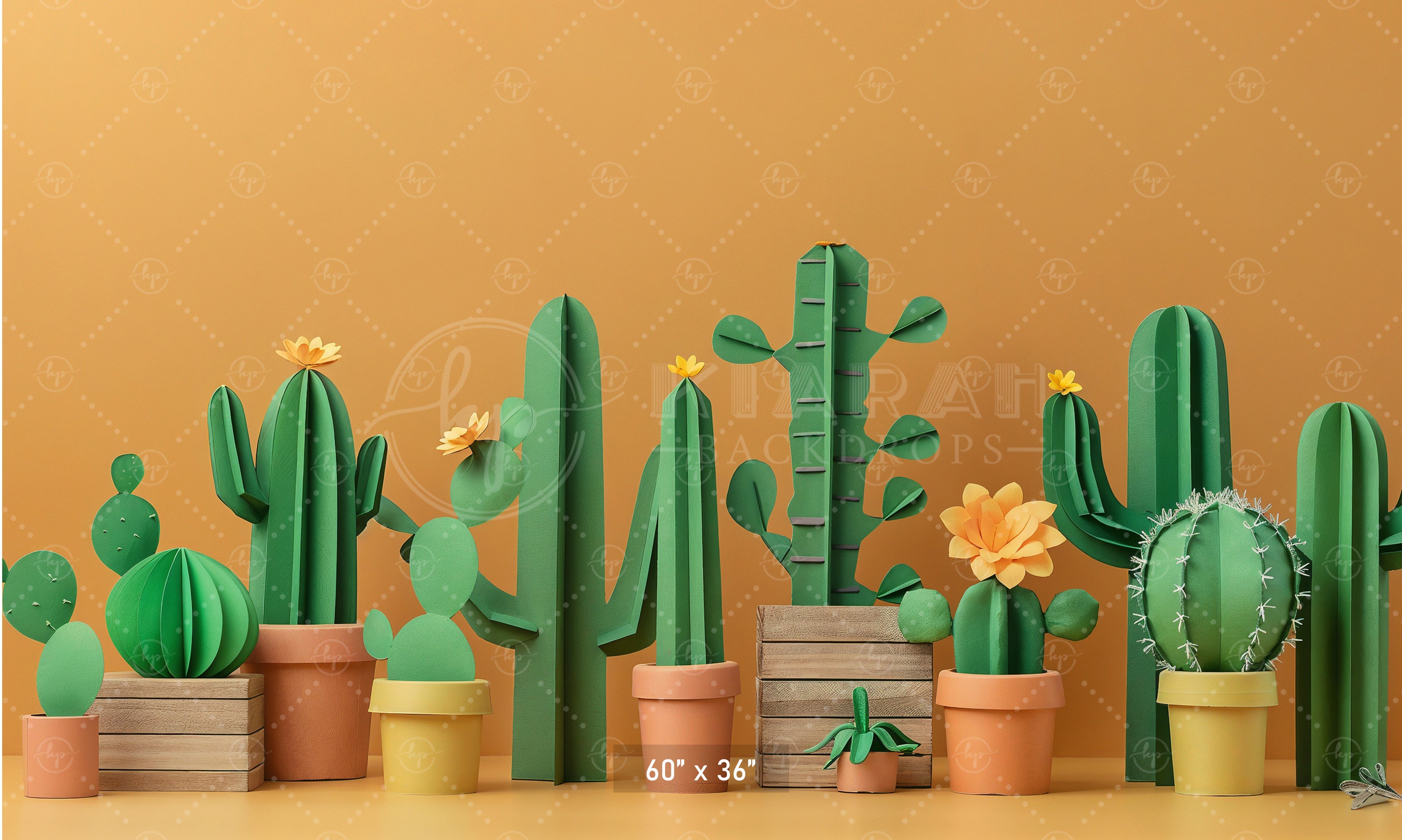 Colorful Cactus Garden Backdrop