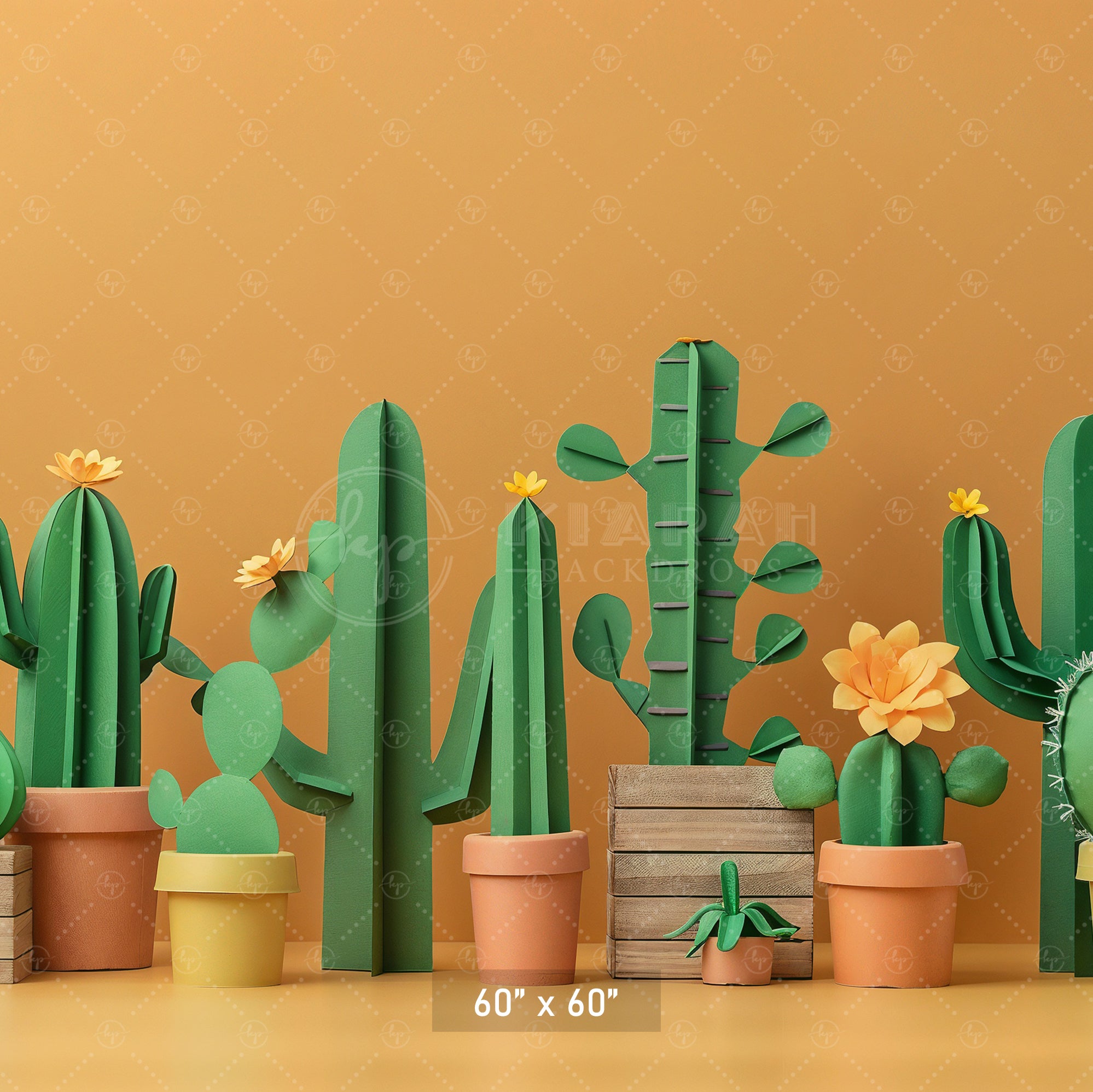 Colorful Cactus Garden Backdrop
