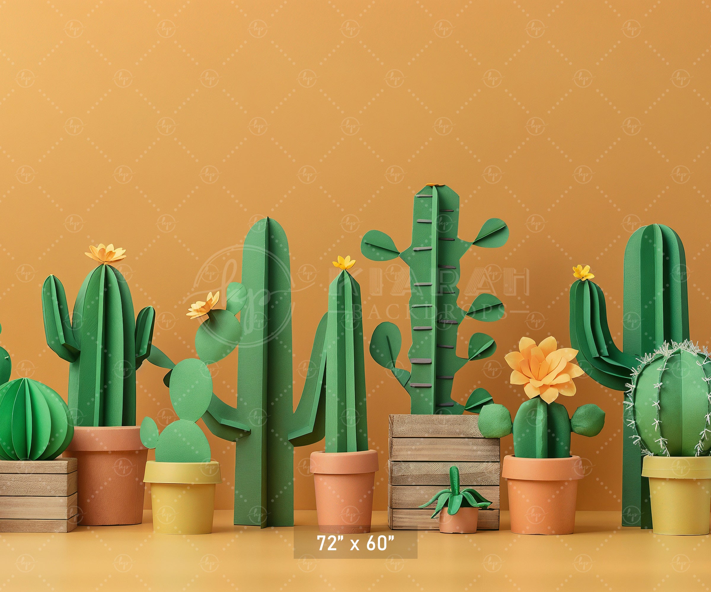 Colorful Cactus Garden Backdrop