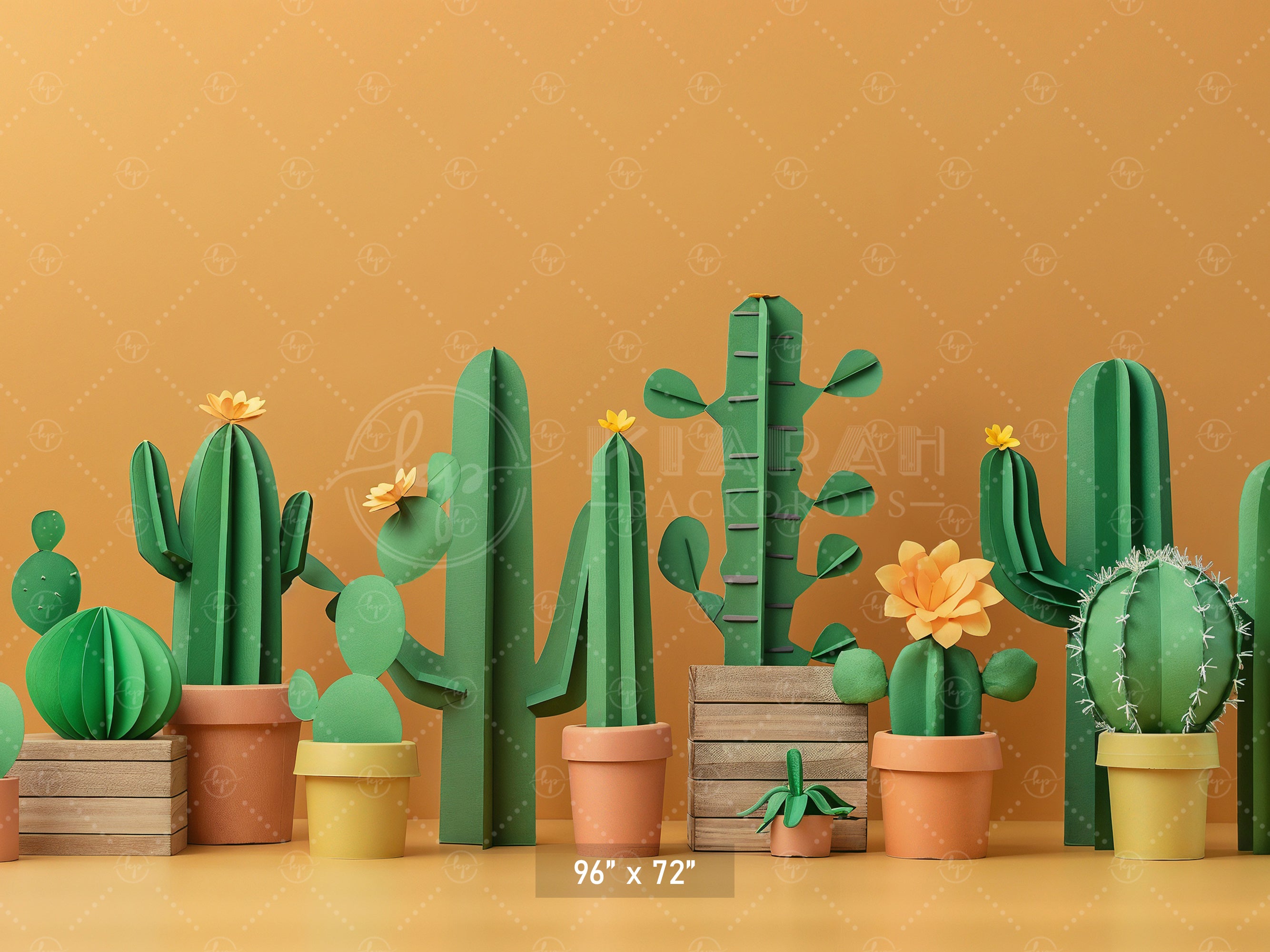 Colorful Cactus Garden Backdrop