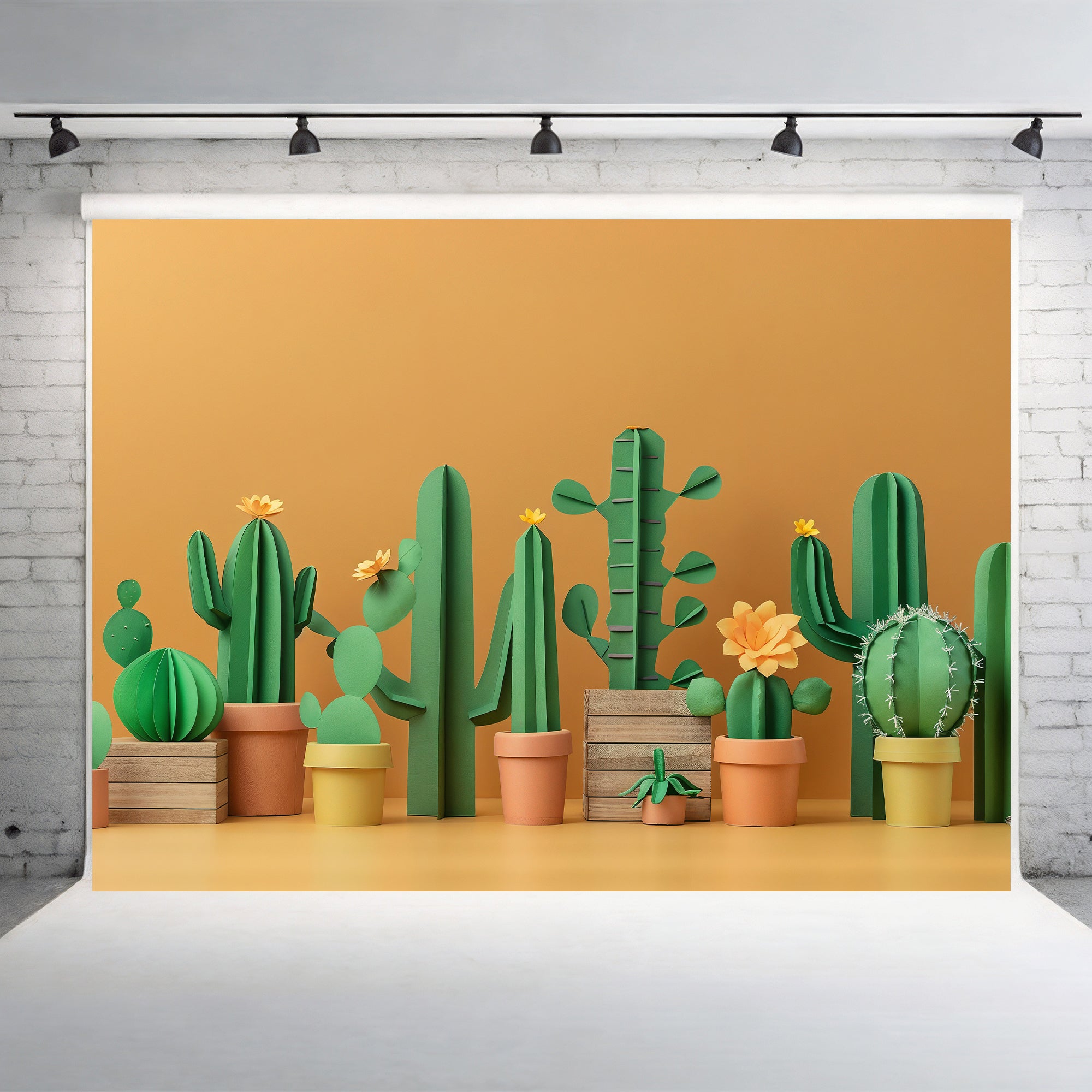 Colorful Cactus Garden Backdrop