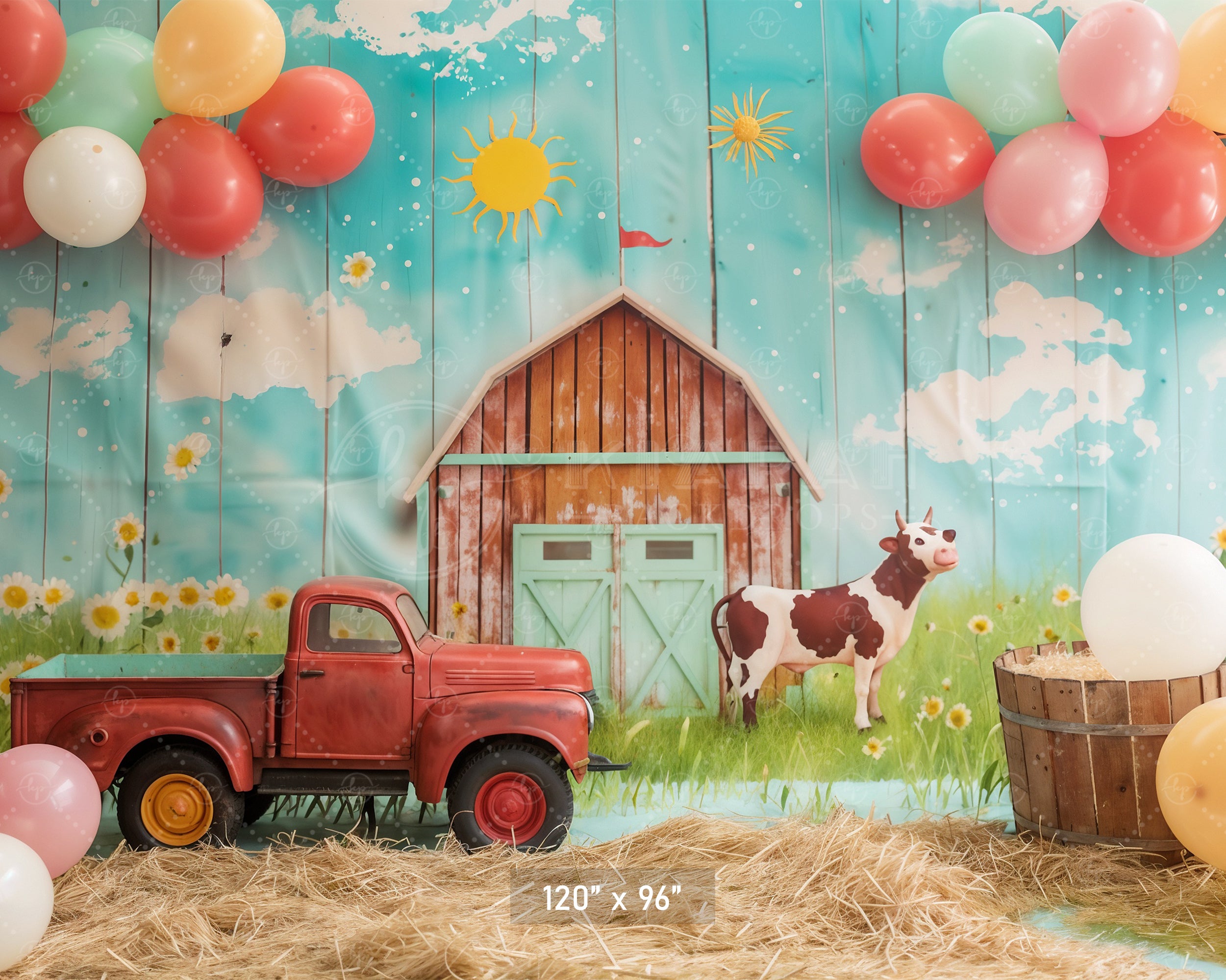 Sunny Farmyard Adventure Backdrop