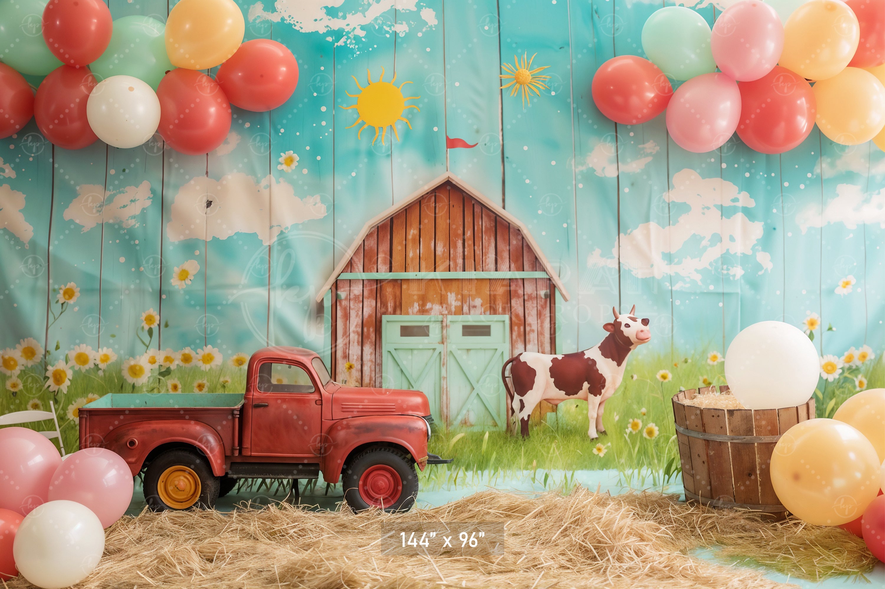 Sunny Farmyard Adventure Backdrop