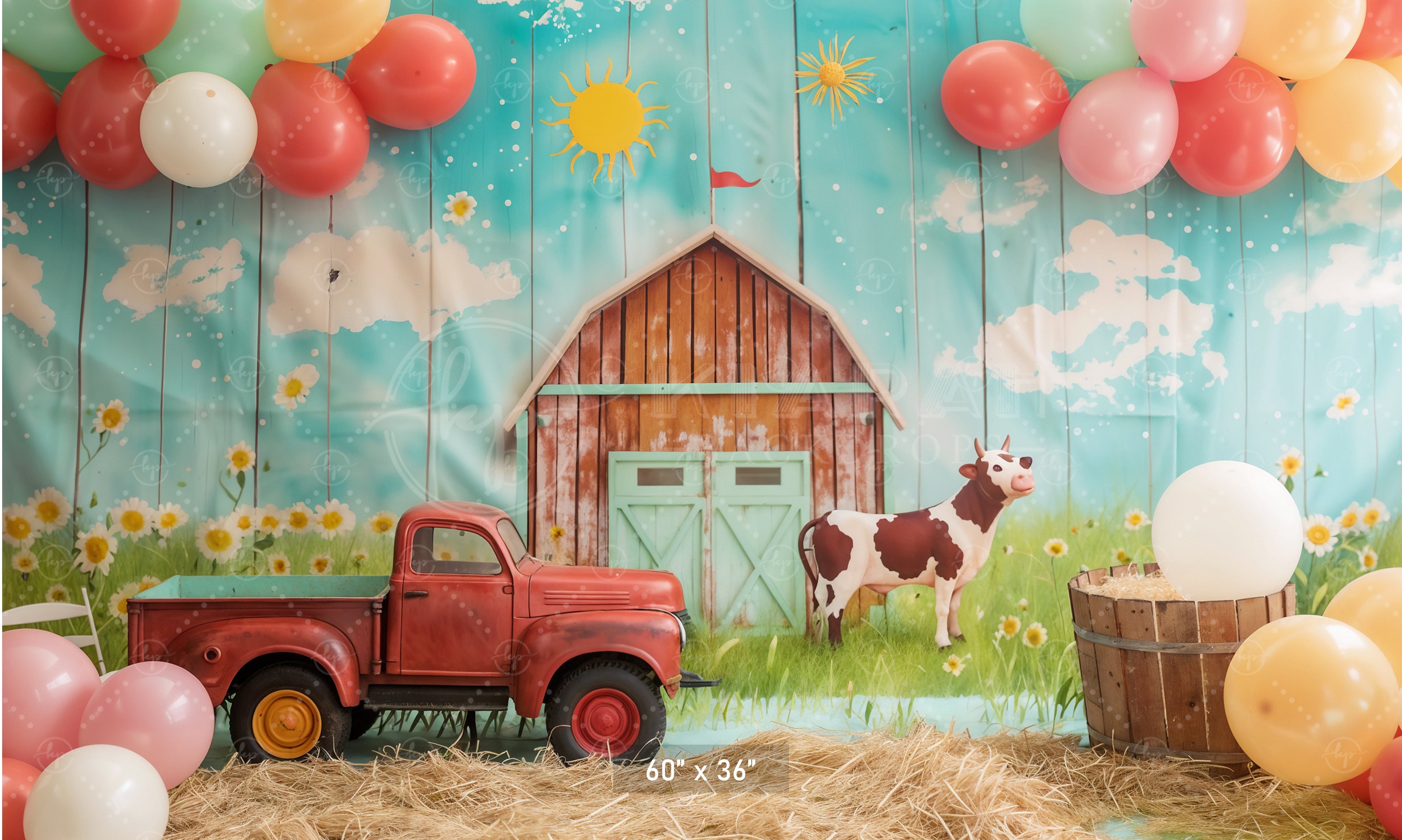 Sunny Farmyard Adventure Backdrop
